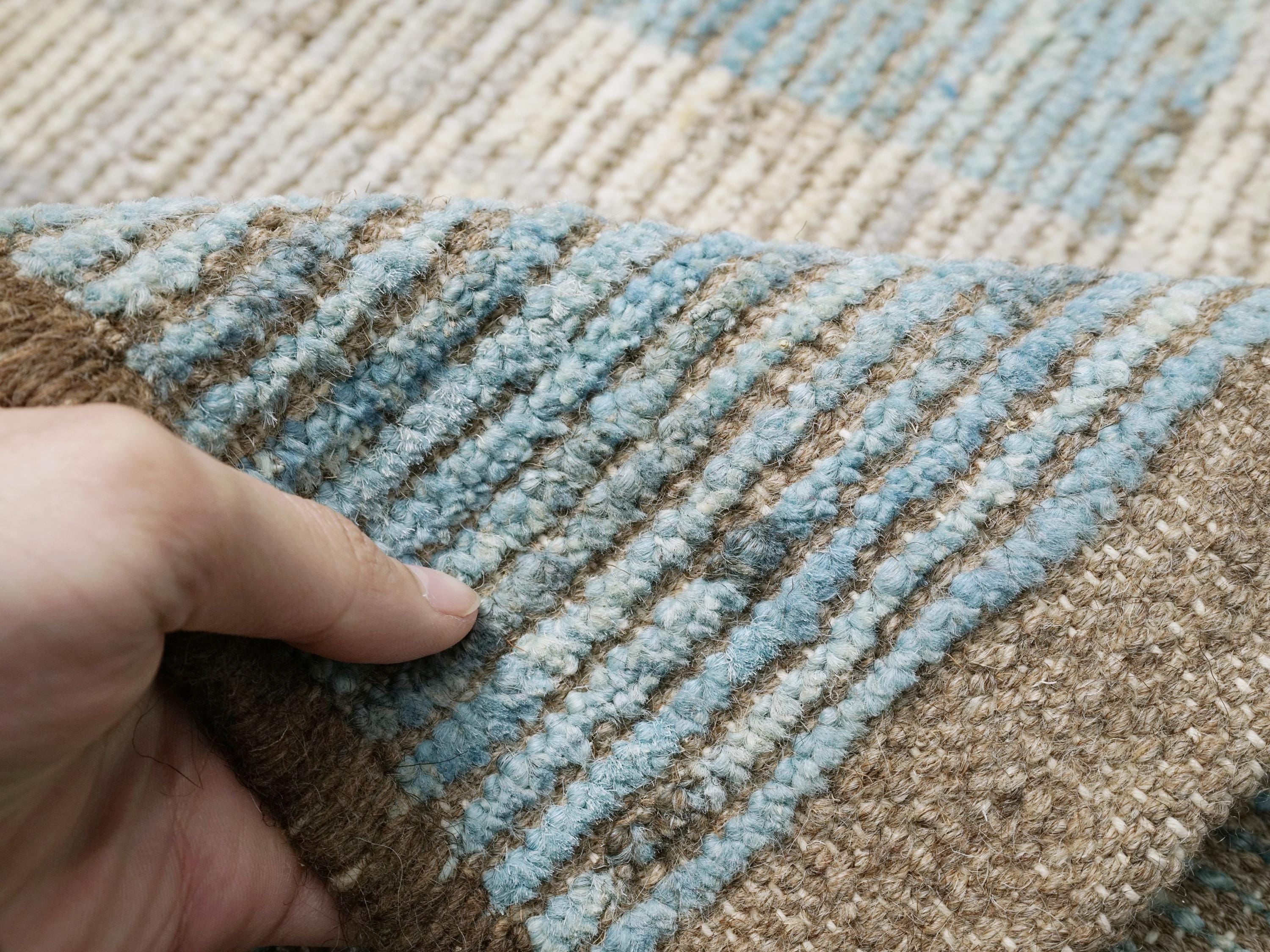 Hand Knotted Moroccan Wool Rug – 9x12 Blue Green Area Rug
