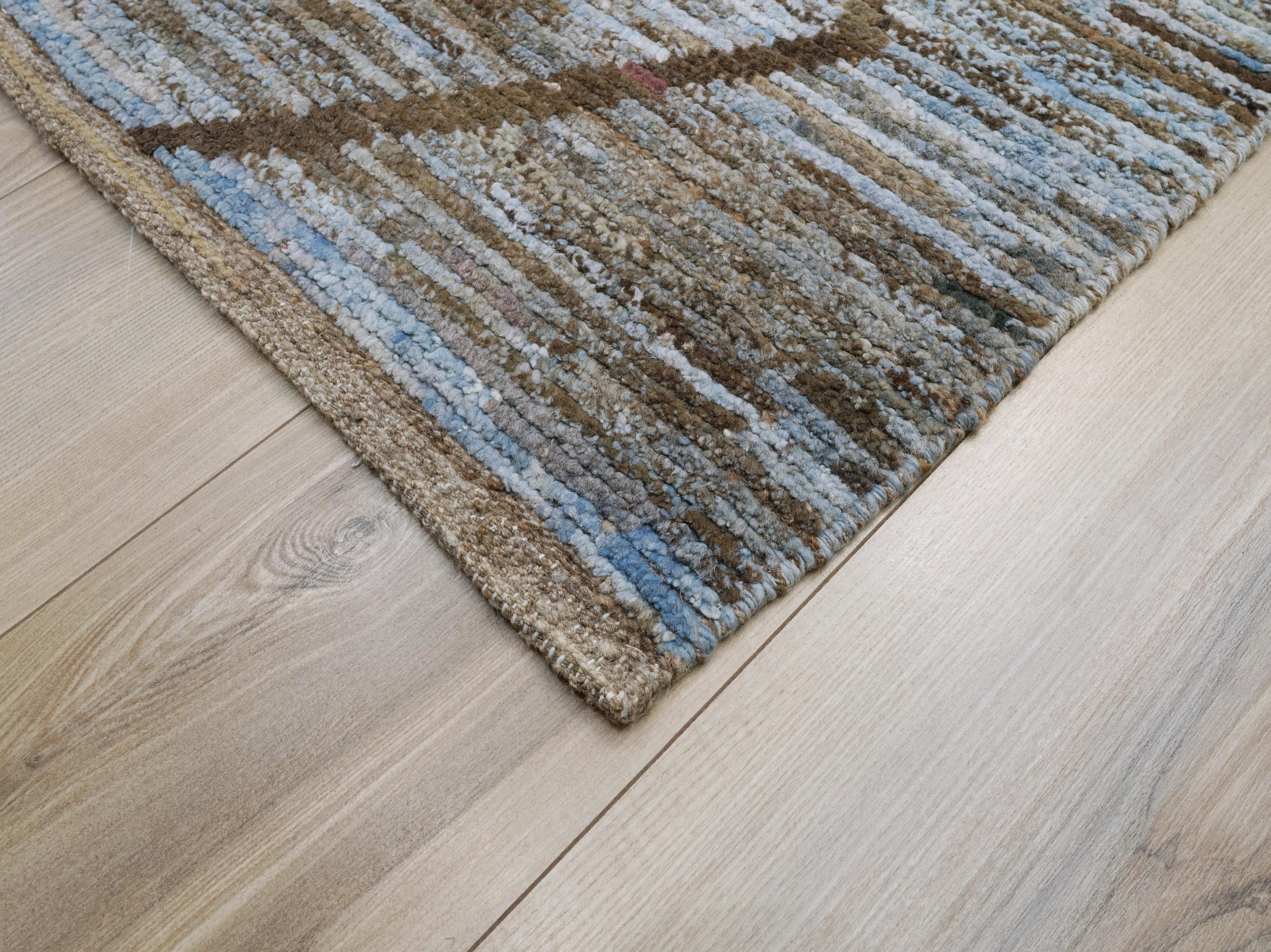 8x10 Ft Blue Moroccan Rug - Hand Knotted Area Rug