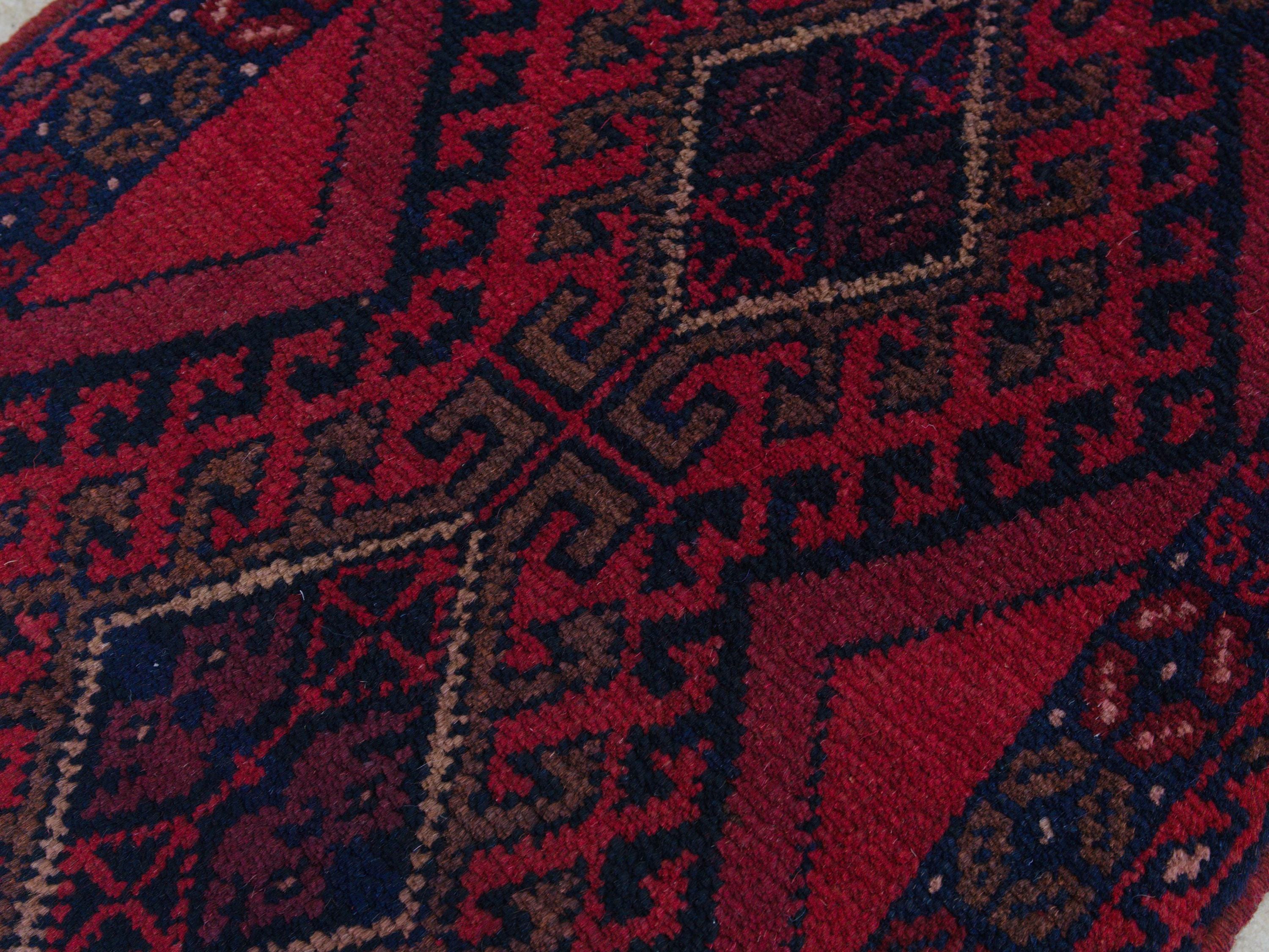 1x2 Ft Red Khal Mohammadi Rug - Wool Accent Rug