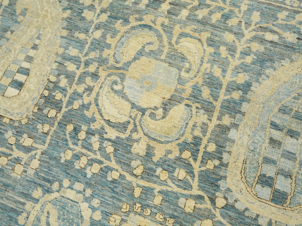 9x11 Ft Blue Serapi Rug - Hand Knotted Antique Rug - Persian Design