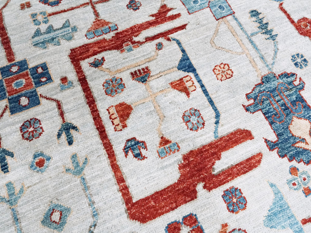 9x12 Ft Blue & Gray Heriz Rug - Afghan Wool Area Rug