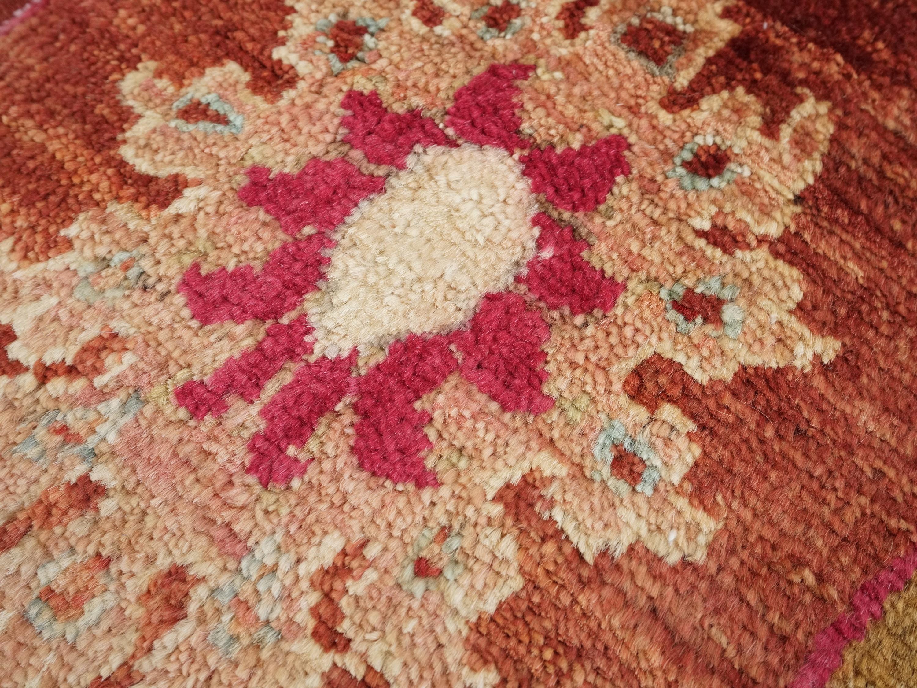 1x2 Ft Yellow Serapi Rug - Hand-Knotted Ghazni Wool - Floral Accent Rug