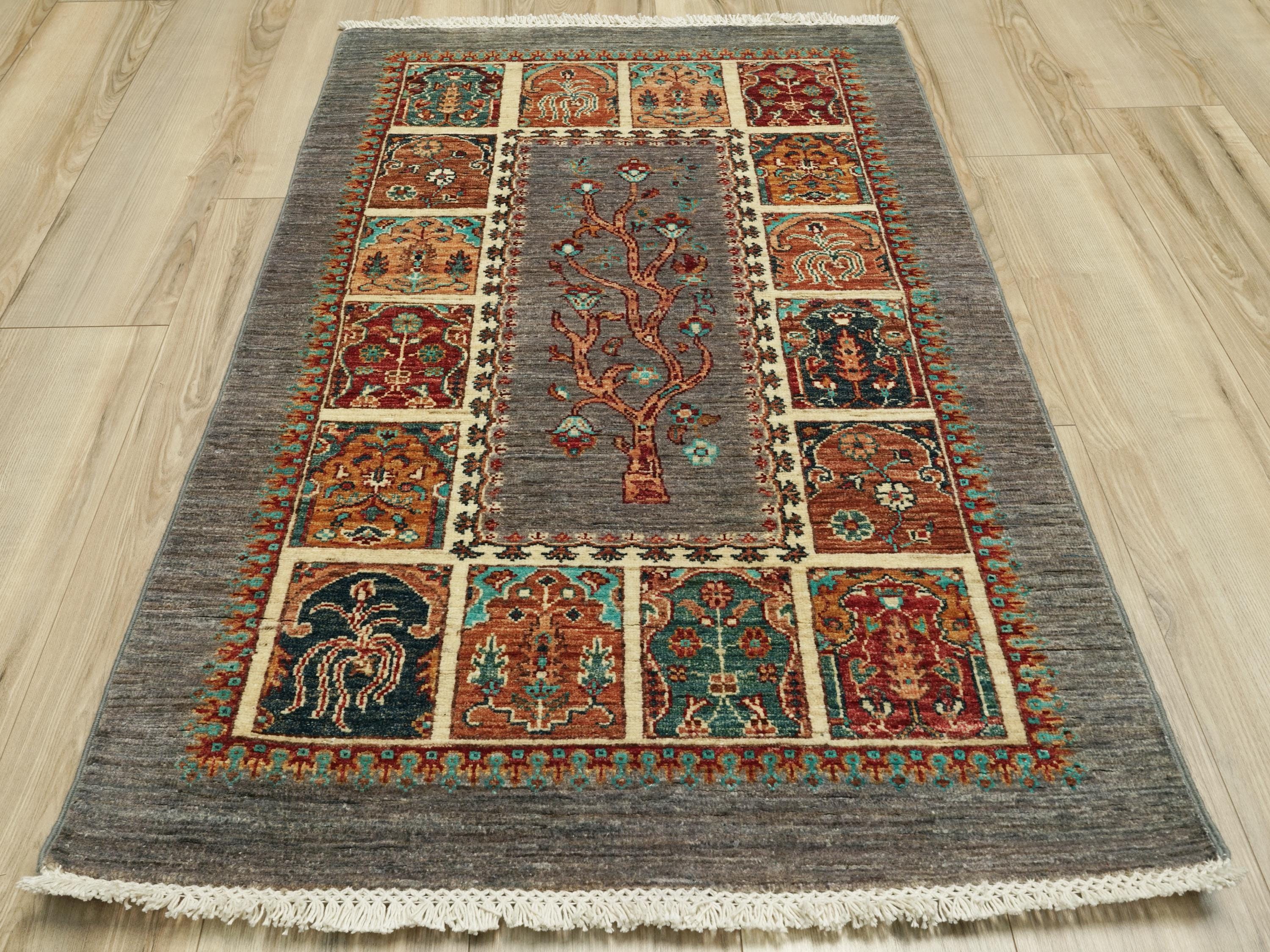 3x5 Ft Gray Gabbeh Rug - Afghan Wool Oriental Rug