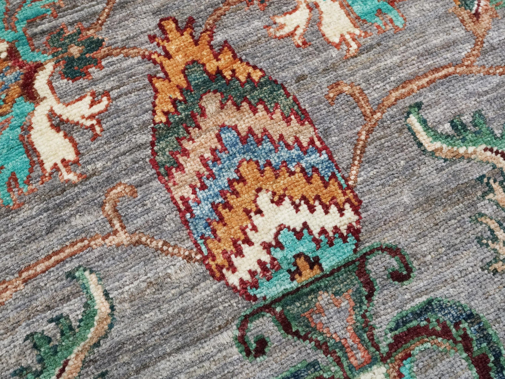 5x7 Ft Gray Serapi Rug - Hand Knotted Floral Rug