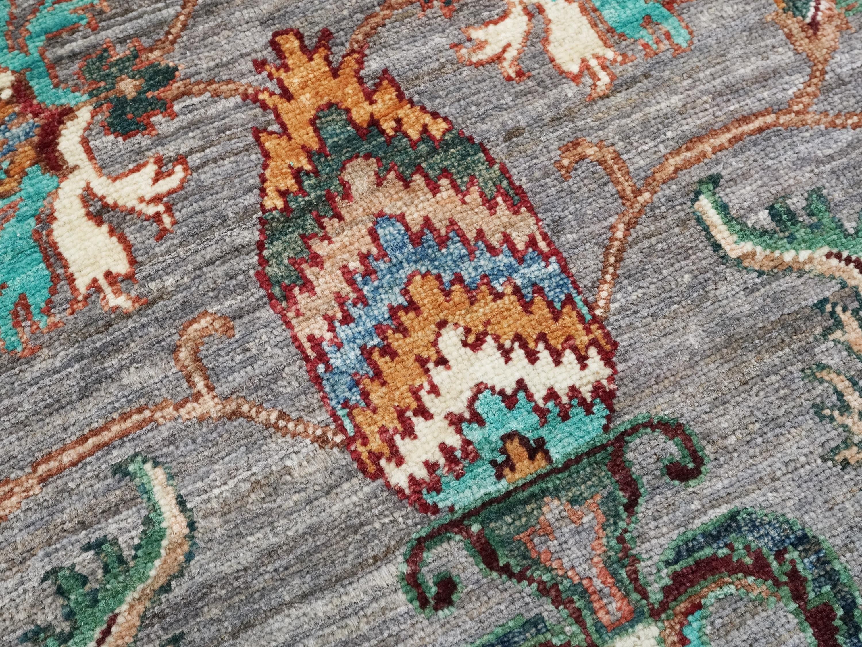 5x7 Ft Gray Serapi Rug - Hand Knotted Floral Rug
