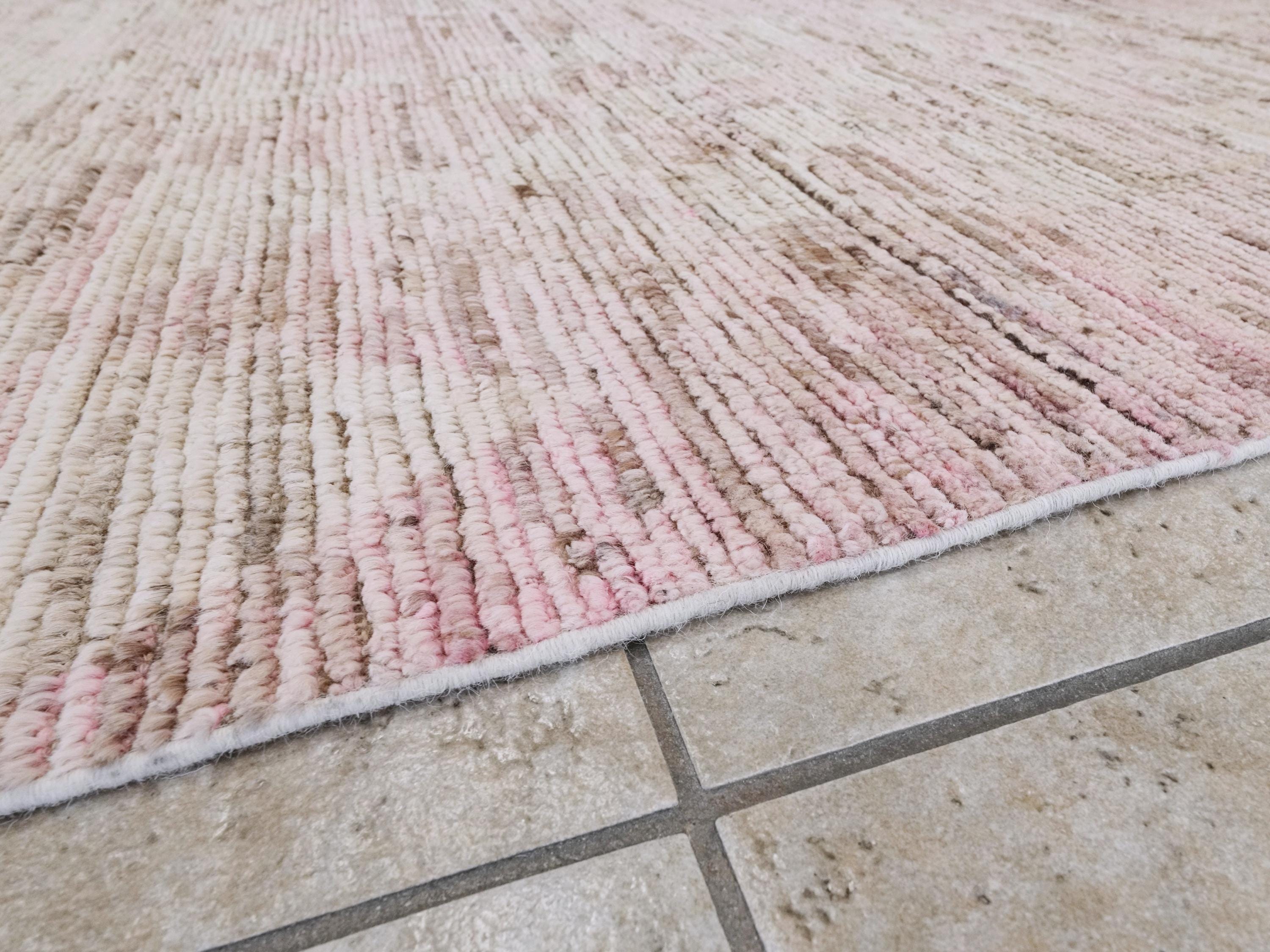 8x10 Ft Pink Moroccan Rug - Hand Knotted Wool Area Rug