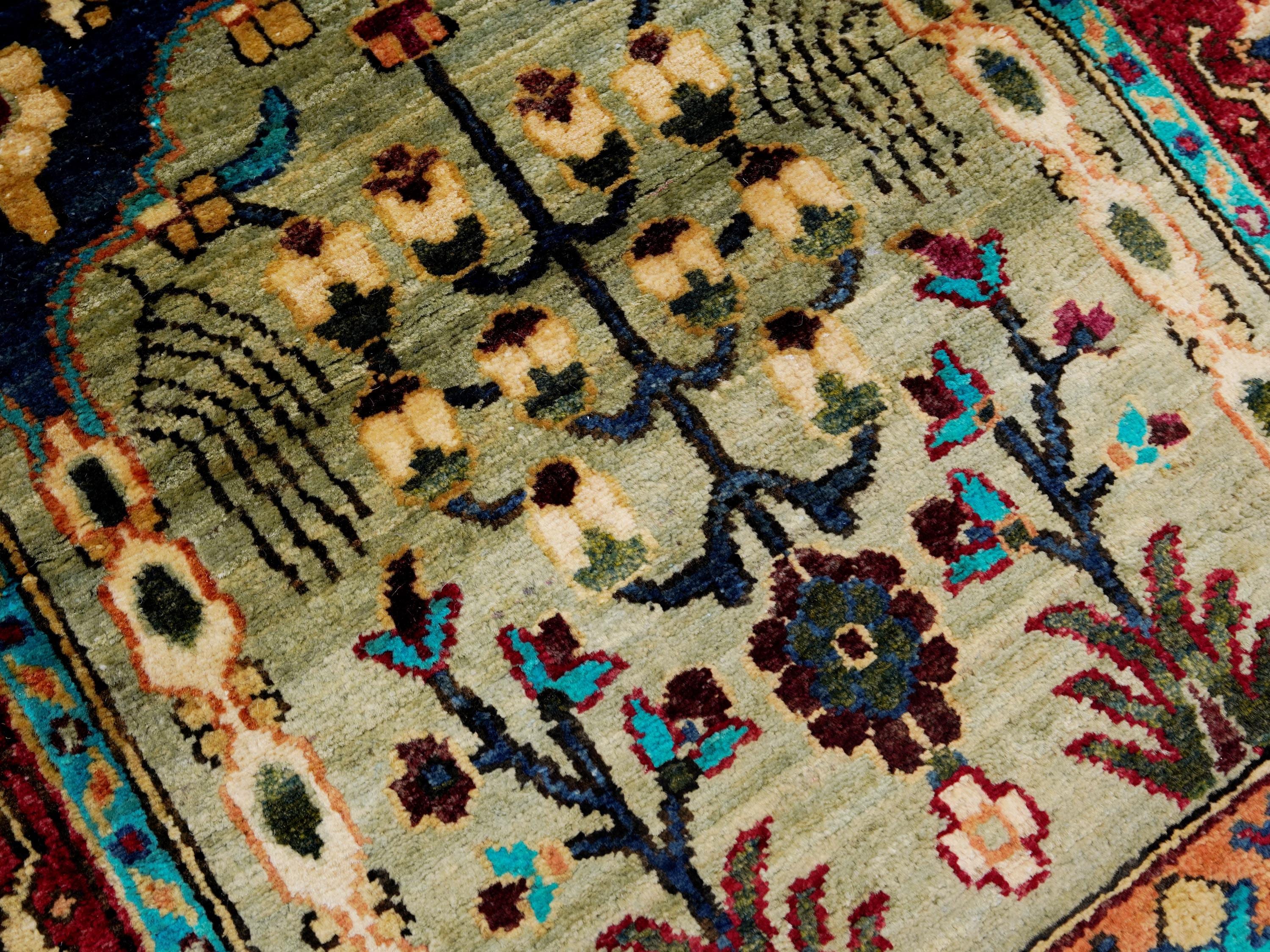 11 Ft Colorful Garden Runner Rug - Hand Knotted Hallway Rug - Floral Design