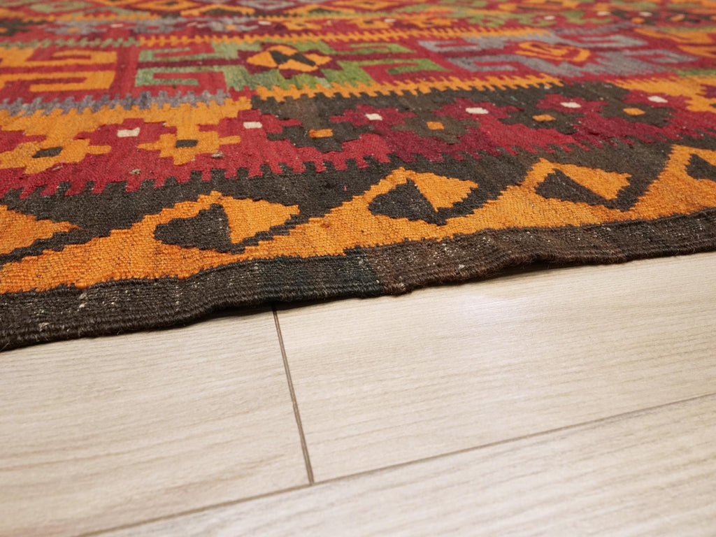 9x14 Ft Red Maimana Kilim Rug - Vintage Afghan Tribal Rug