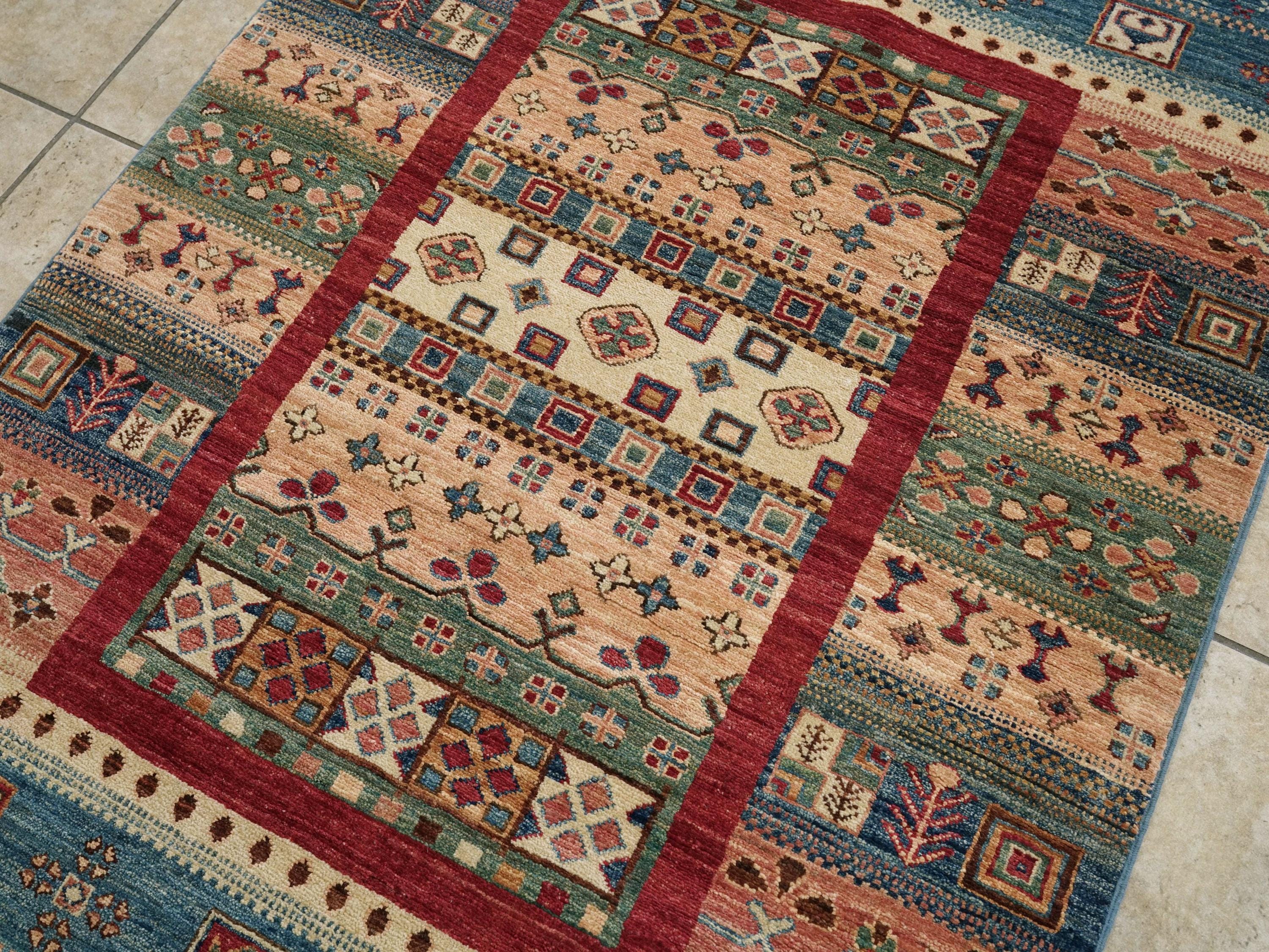 3x5 Ft Gabbeh Rug - Hand Knotted Tribal Area Rug