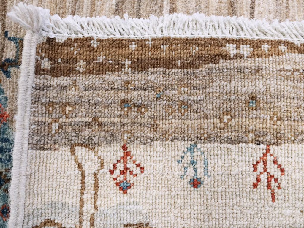 6x9 Ft Beige Landscape Rug - Hand Knotted Oriental Rug