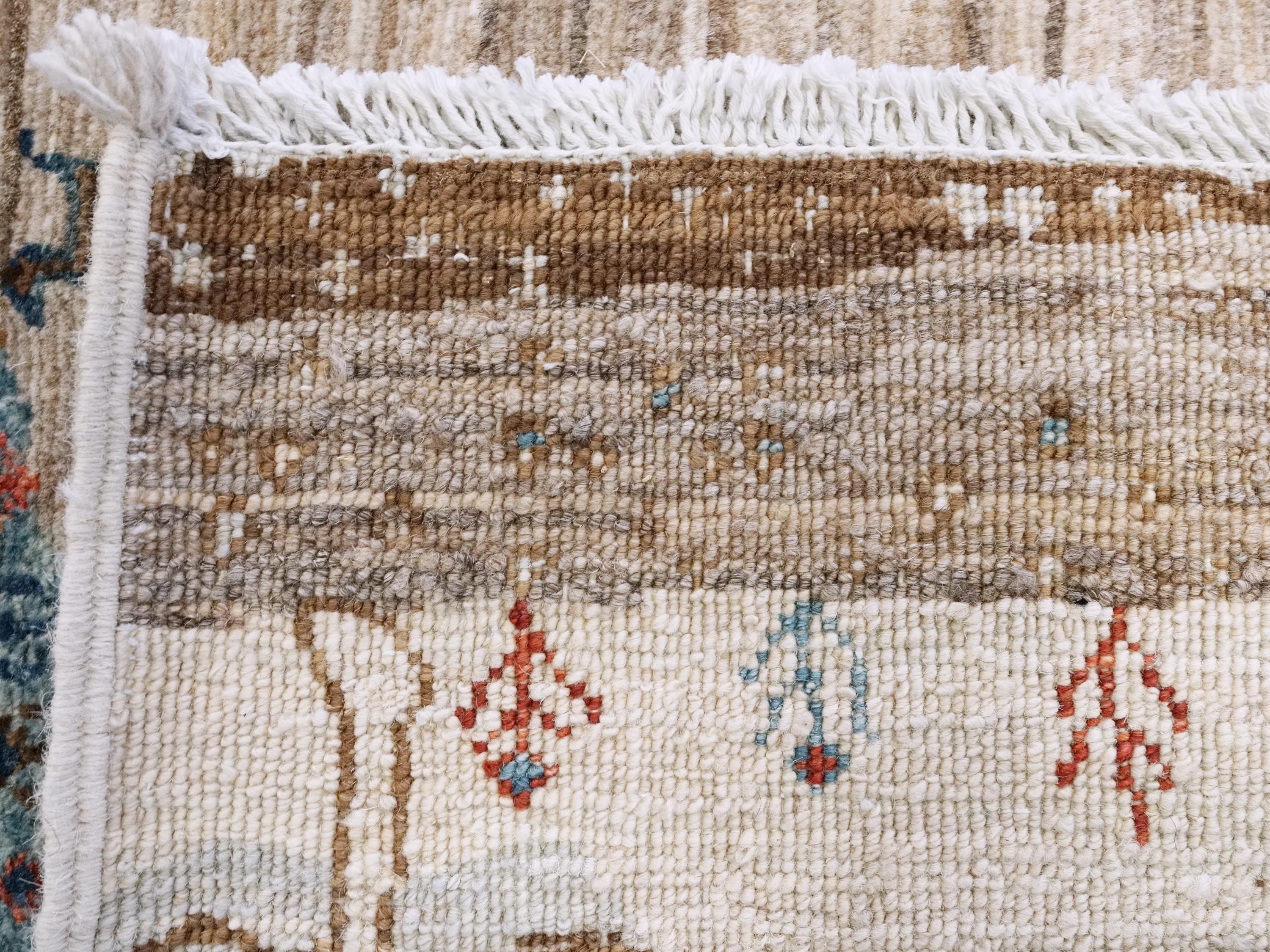 6x9 Ft Beige Landscape Rug - Hand Knotted Oriental Rug