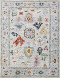 8x10 Ft Light Gray Oushak Rug - Hand Knotted Oriental Rug