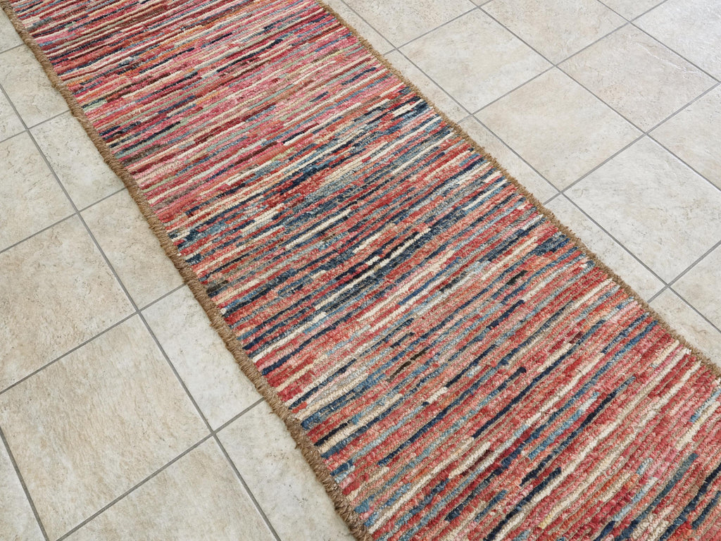 10 Ft Red Moroccan Runner Rug - Afghan Handmade Wool Rug