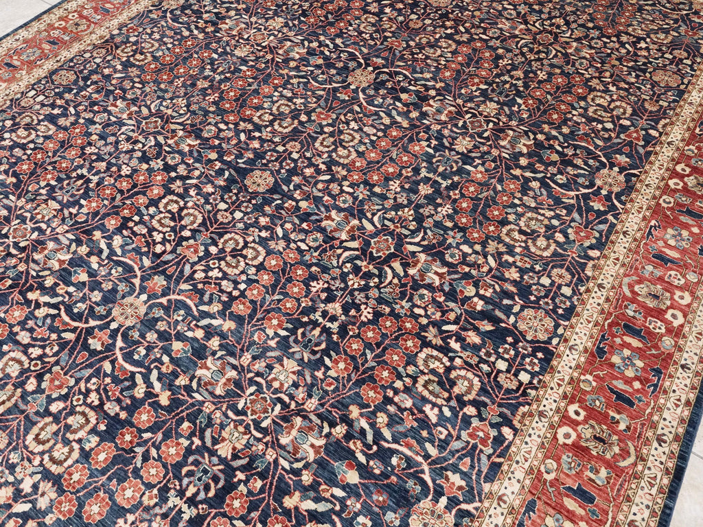 9x12 Ft Blue Serapi Rug – Hand Knotted Wool Oriental Rug