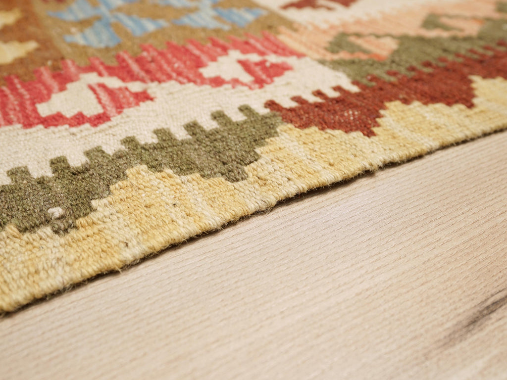 4x6 Ft Wool Kilim Rug - Colorful Flat Weave Tribal Rug