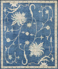 8x10 Ft Blue Ushak Rug - Hand Knotted Wool Oriental Rug