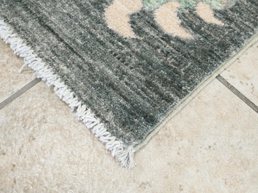 4x6 Ft Green & Gray Wool Tiger Rug - Oriental Area Rug