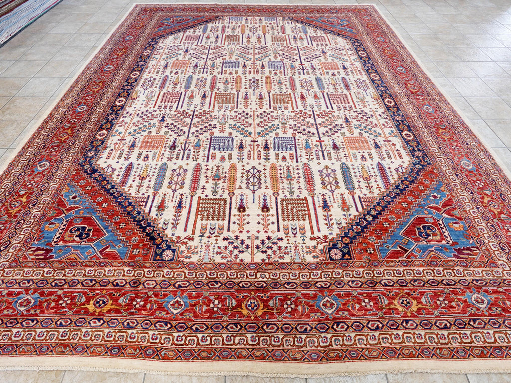 12x15 Ft Hand Knotted Red Heriz Rug - Traditional Oriental Area Rug