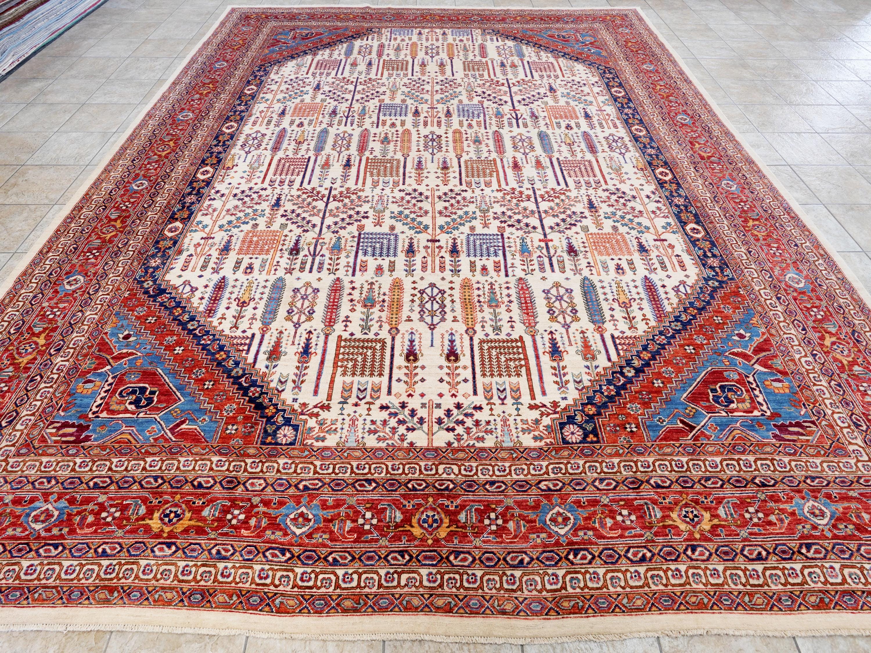 12x15 Ft Hand Knotted Red Heriz Rug - Traditional Oriental Area Rug