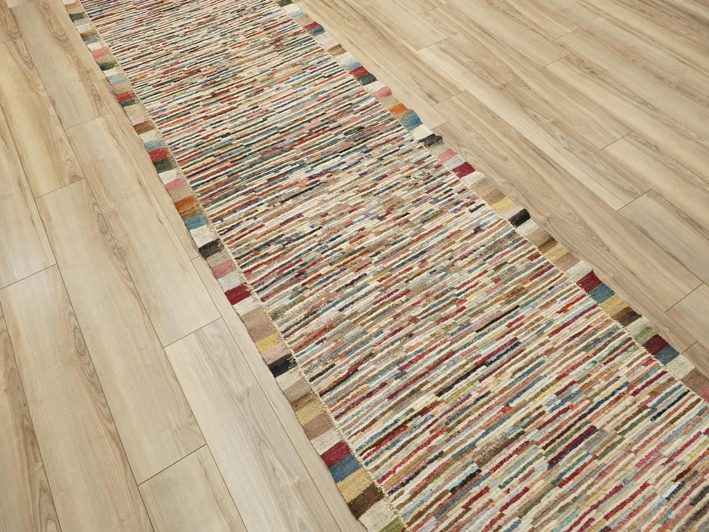 12 Ft Colorful Moroccan Runner Rug - Hand Knotted Wool Runner