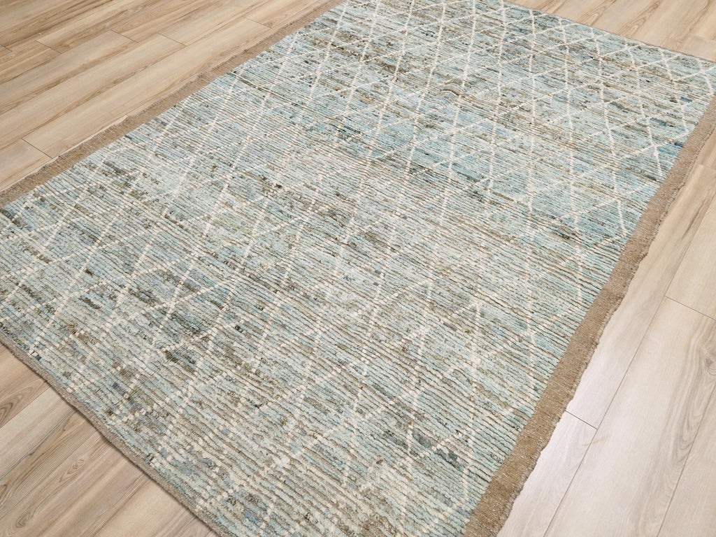 6x9 Ft Light Blue Moroccan Rug - Afghan Handmade Area Rug