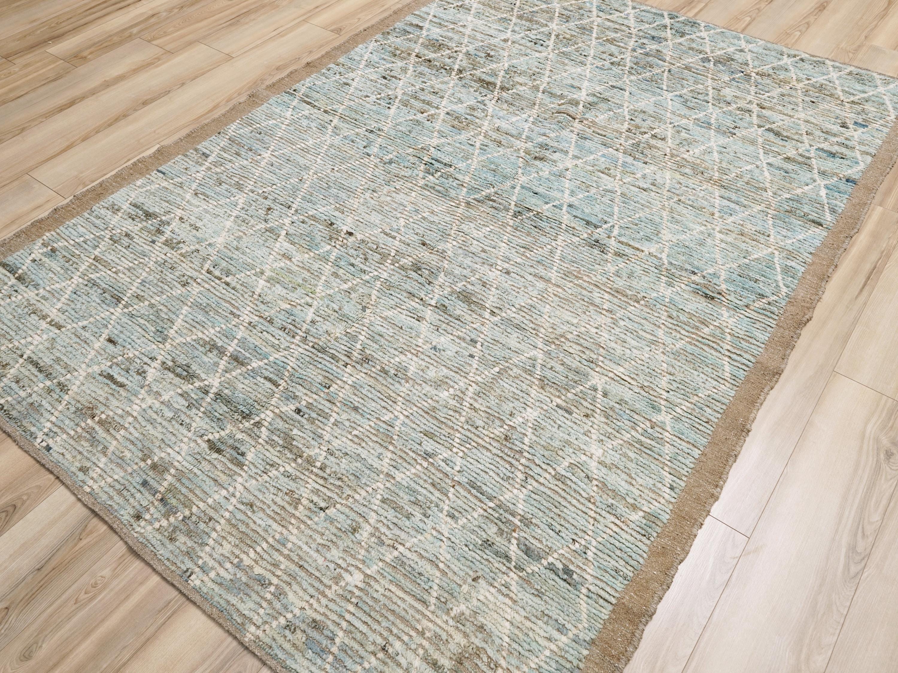 6x9 Ft Light Blue Moroccan Rug - Afghan Handmade Area Rug