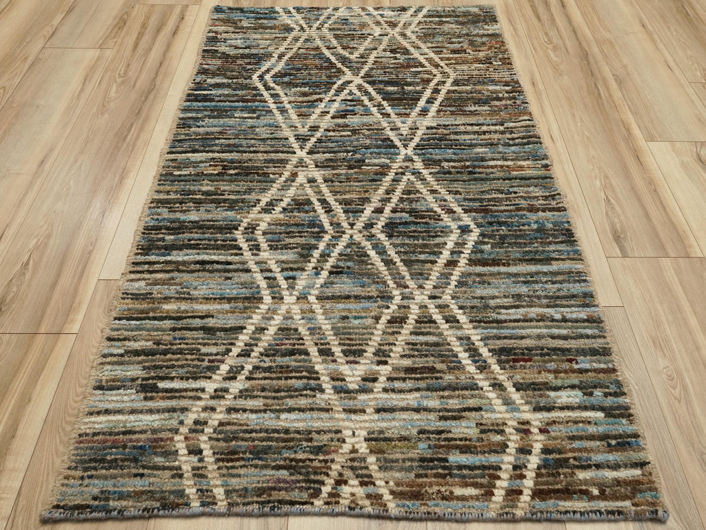 3x5 Ft Blue Moroccan Rug - Hand Knotted Area Rug