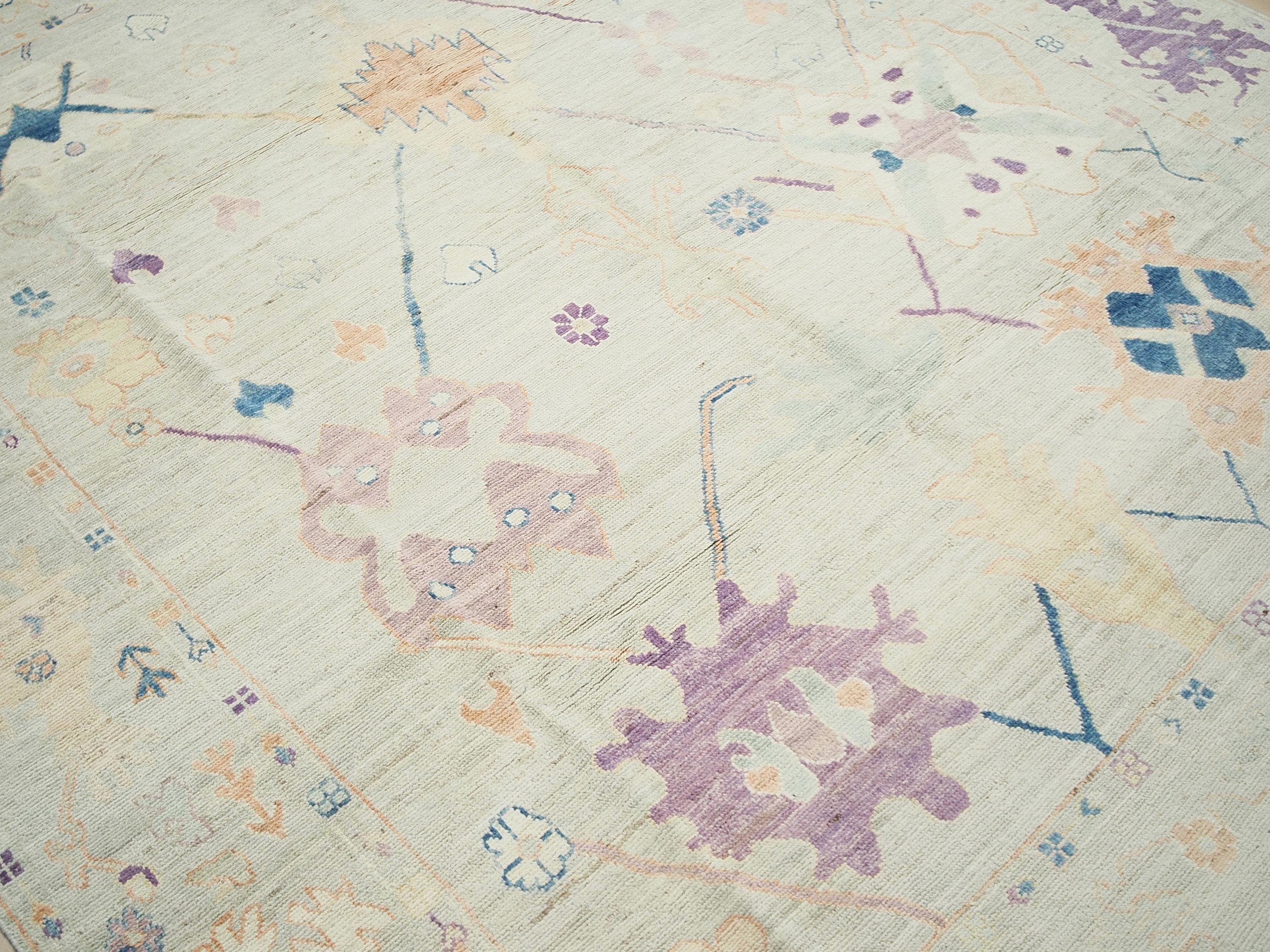 8x10 Ft Light Green Oushak Wool Rug - Hand Knotted Area Rug