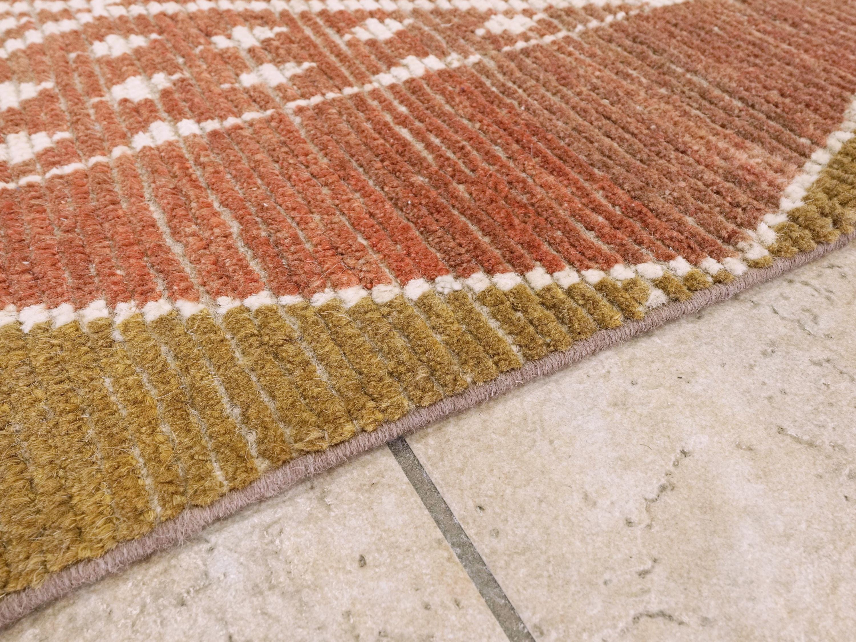 9x12 Ft Hand Knotted Red Moroccan Rug - Wool Area Rug
