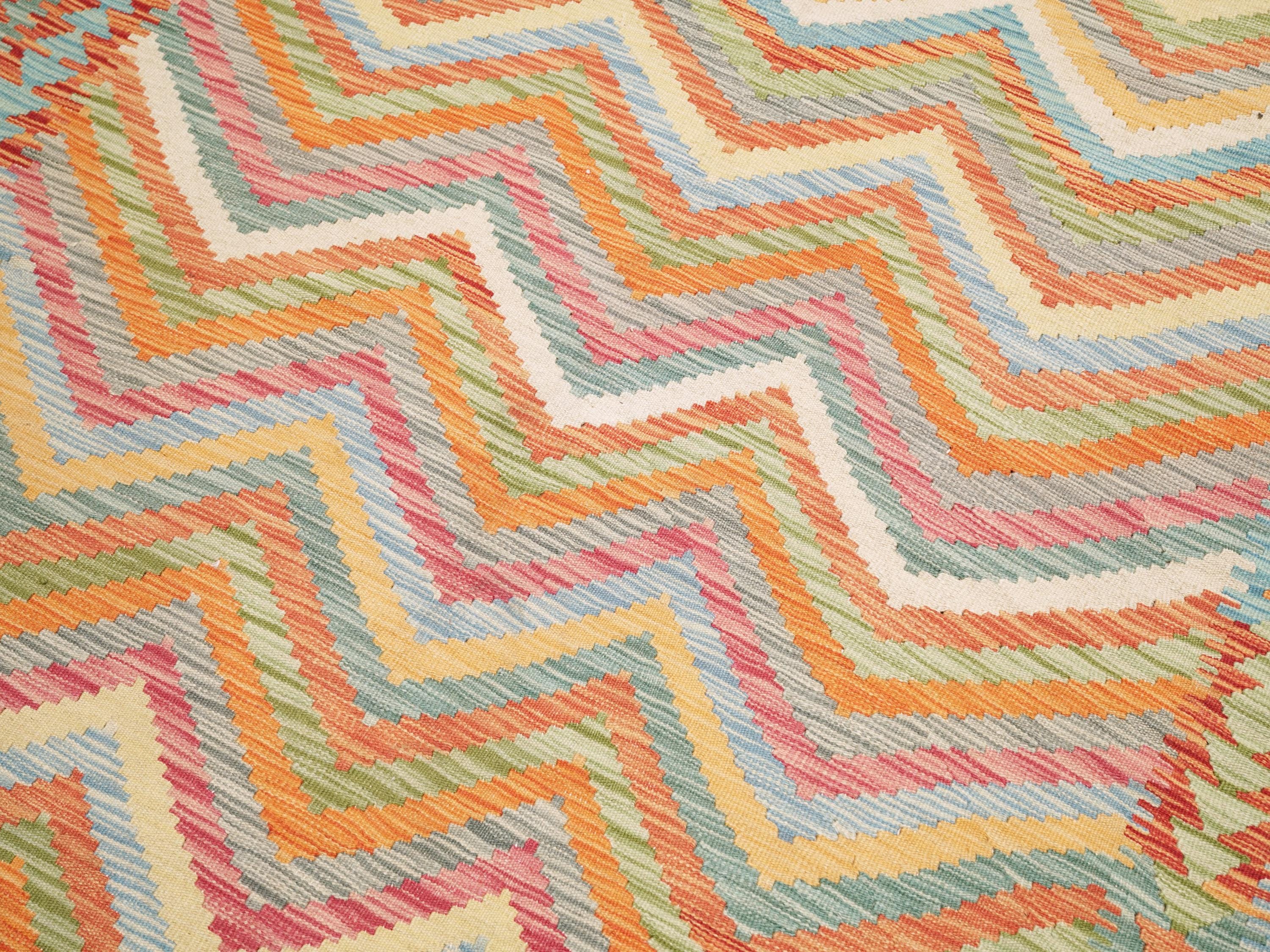 6x8 Ft Colorful Kilim Rug - Traditional Afghan Flatweave