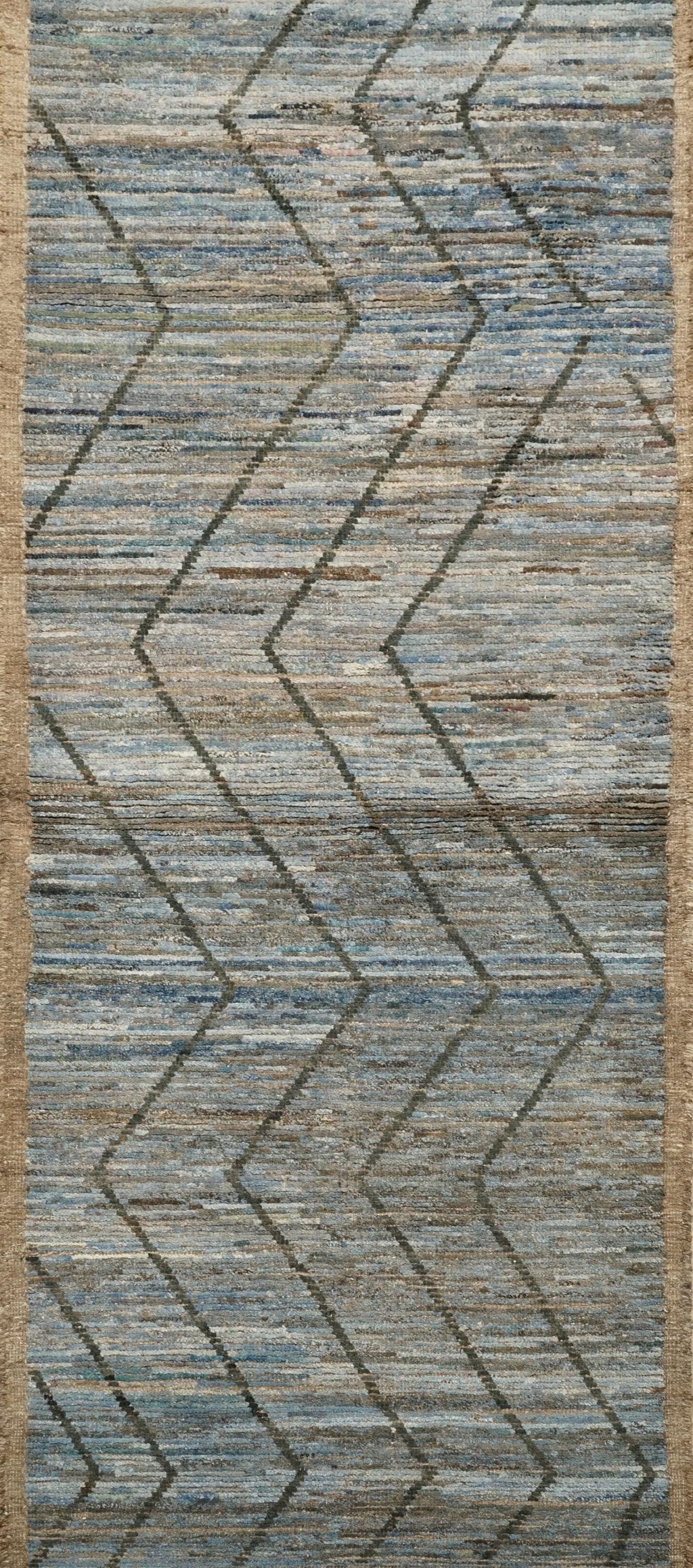 10 Ft Blue Moroccan Runner Rug - Afghan Handmade Wool Rug