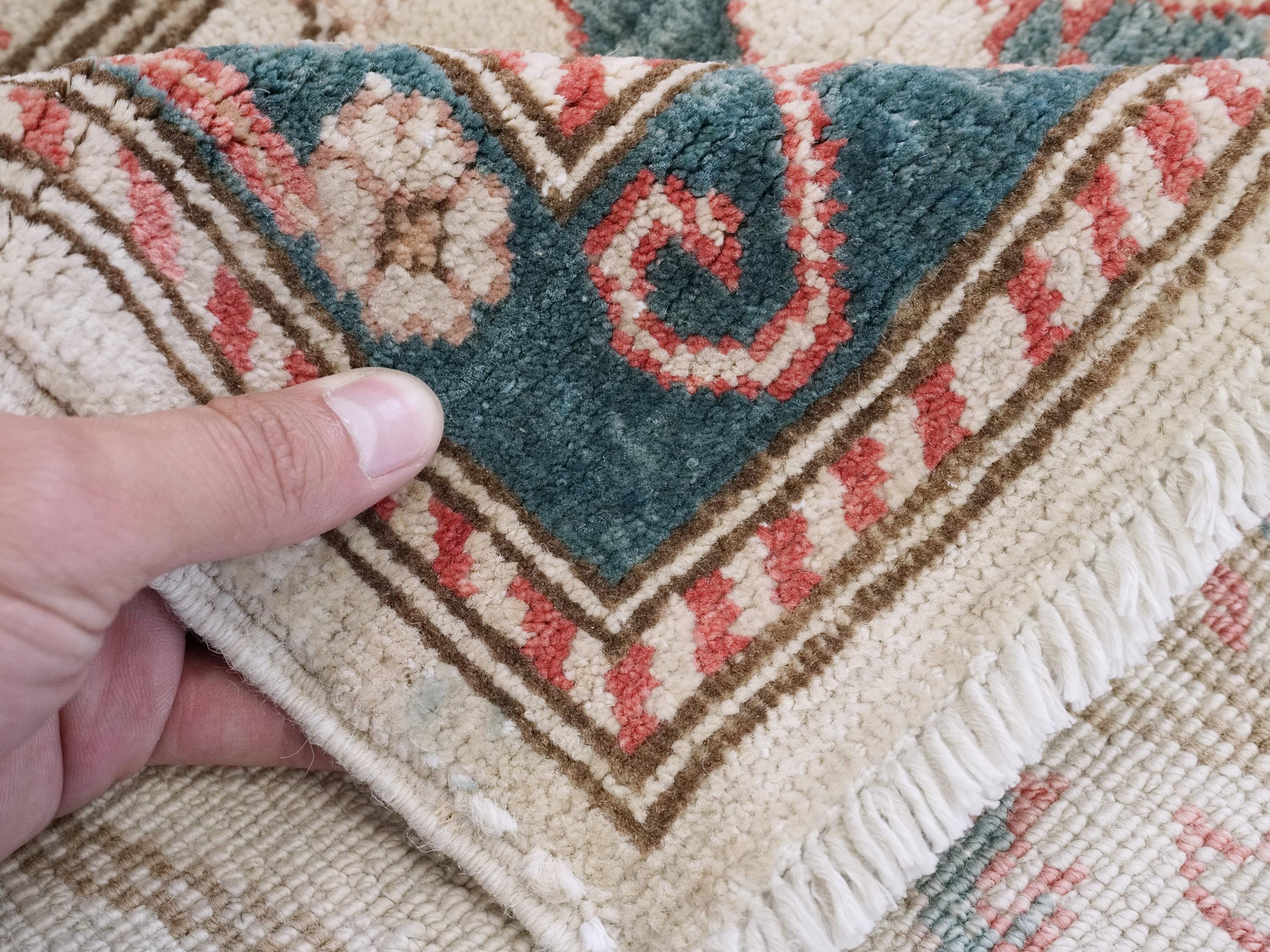 3x5 Ft Beige & Green Serapi Rug - Oriental Wool Rug - Floral Design
