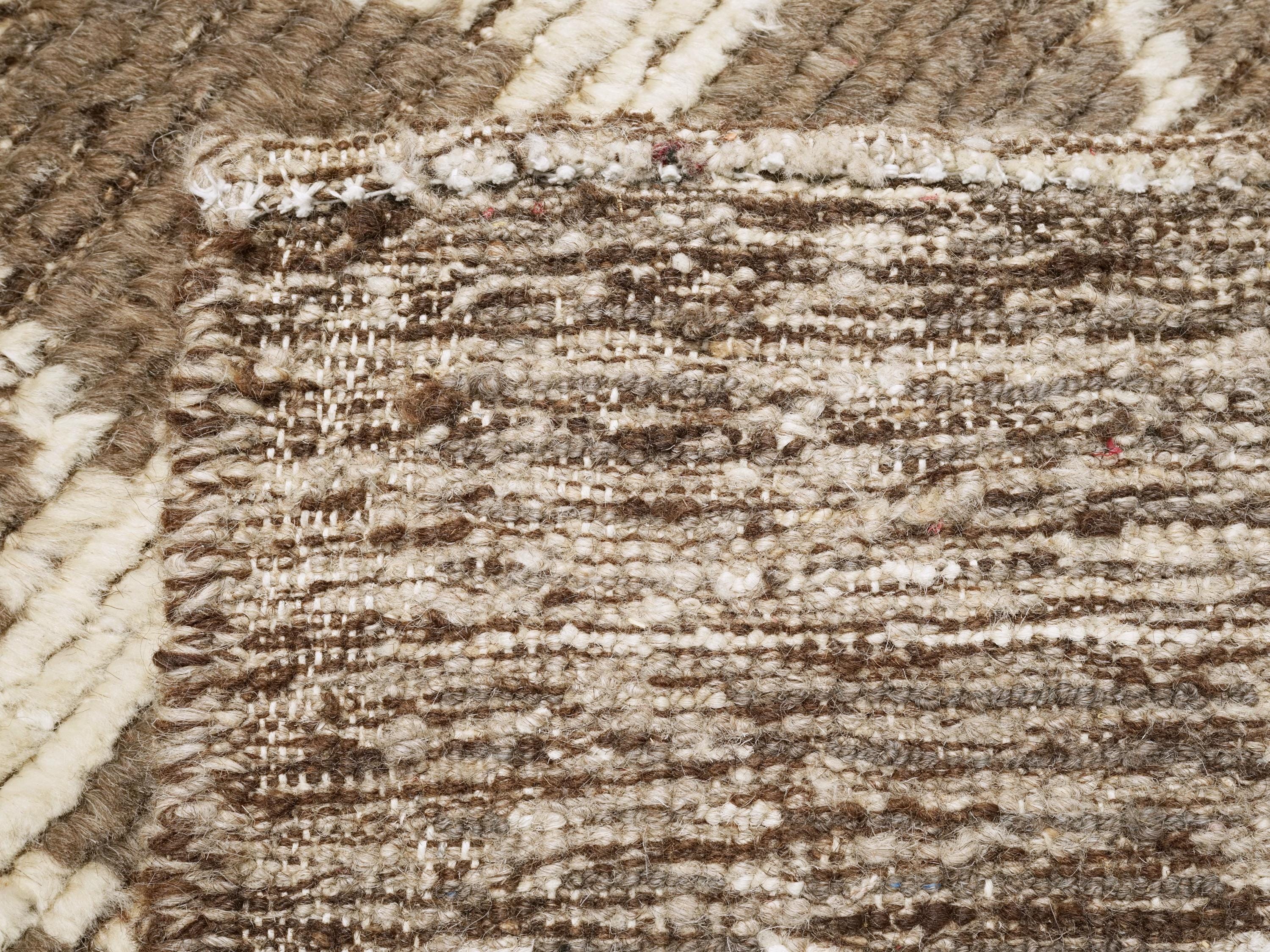 6x8 Ft Brown Moroccan Rug - Geometric Wool Rug