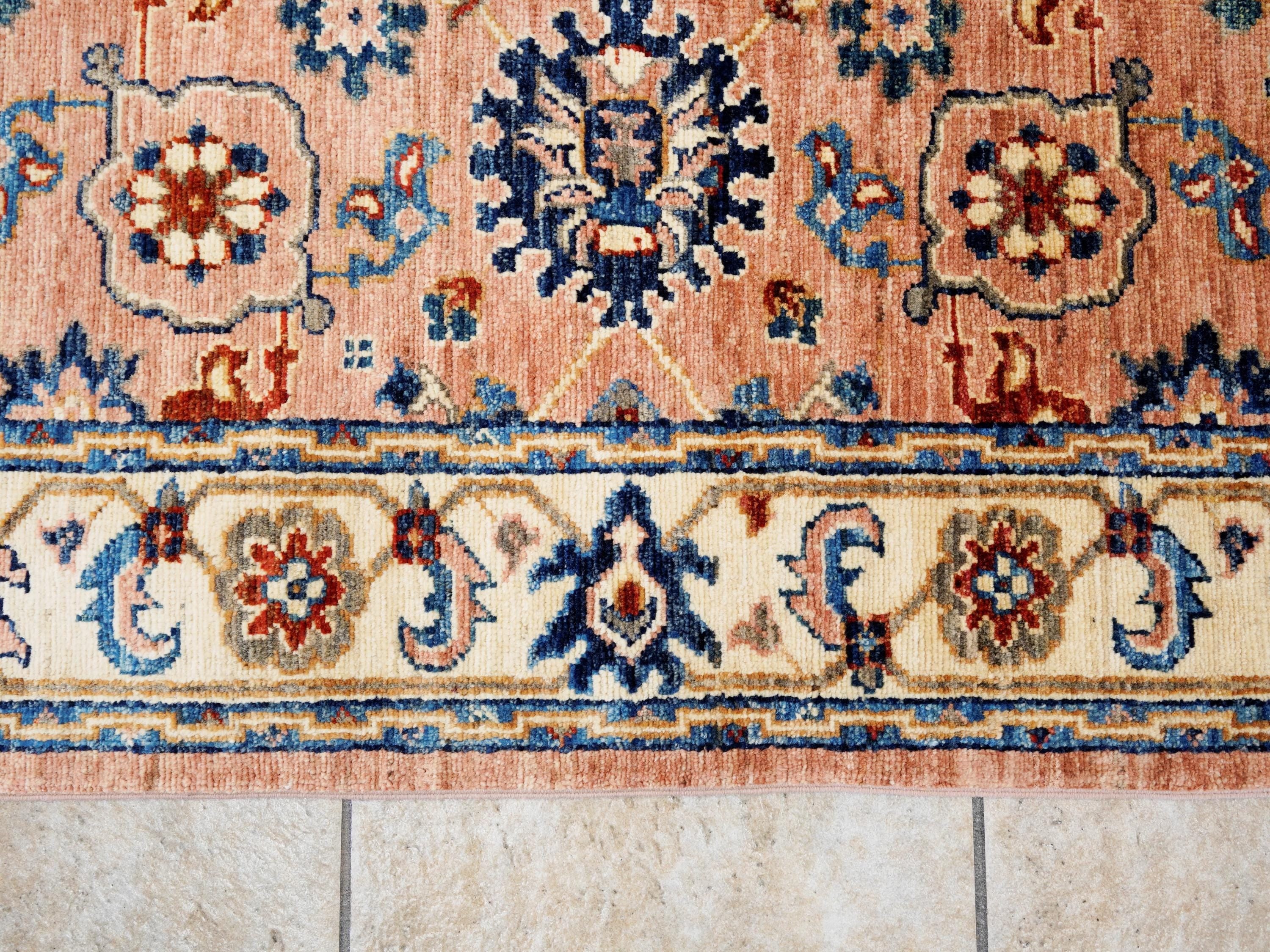 4x6 Ft Peach Orange Serapi Rug - Hand Knotted Oriental Rug