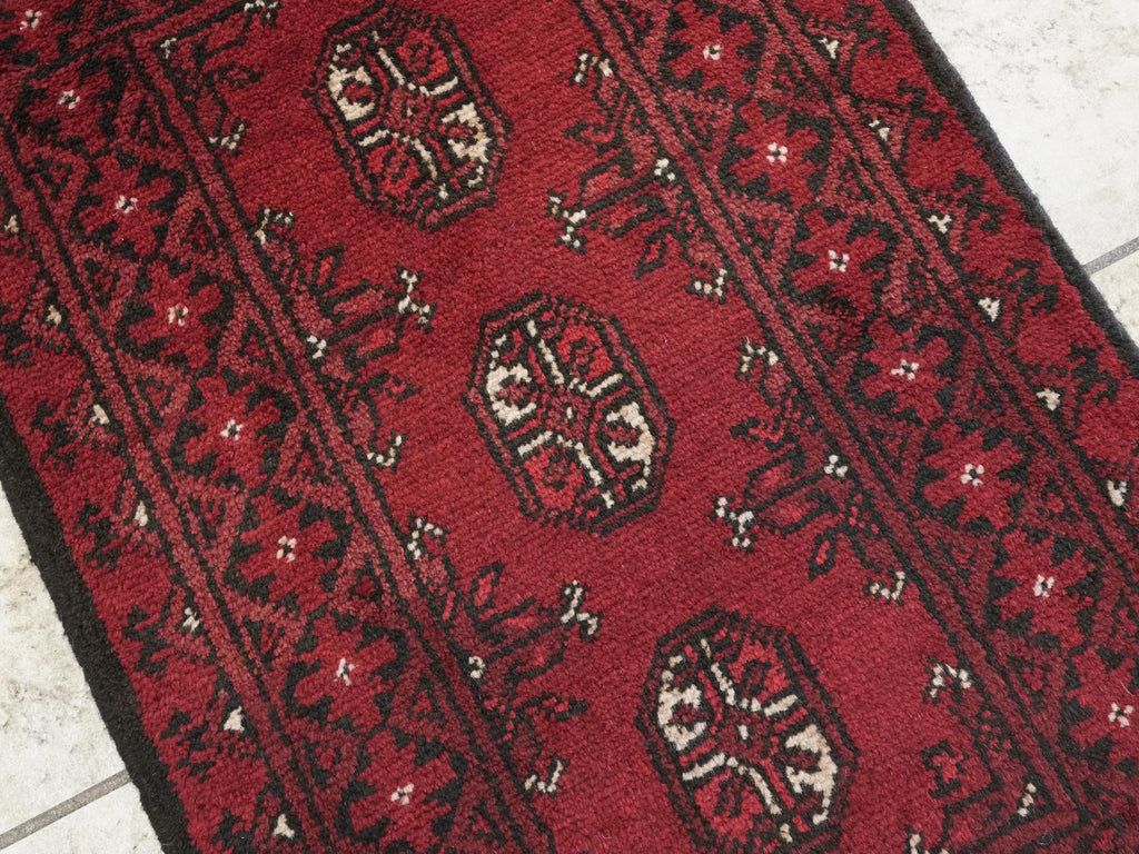 2x3 Ft Red Ersari Rug - Hand Knotted Afghan Wool Rug