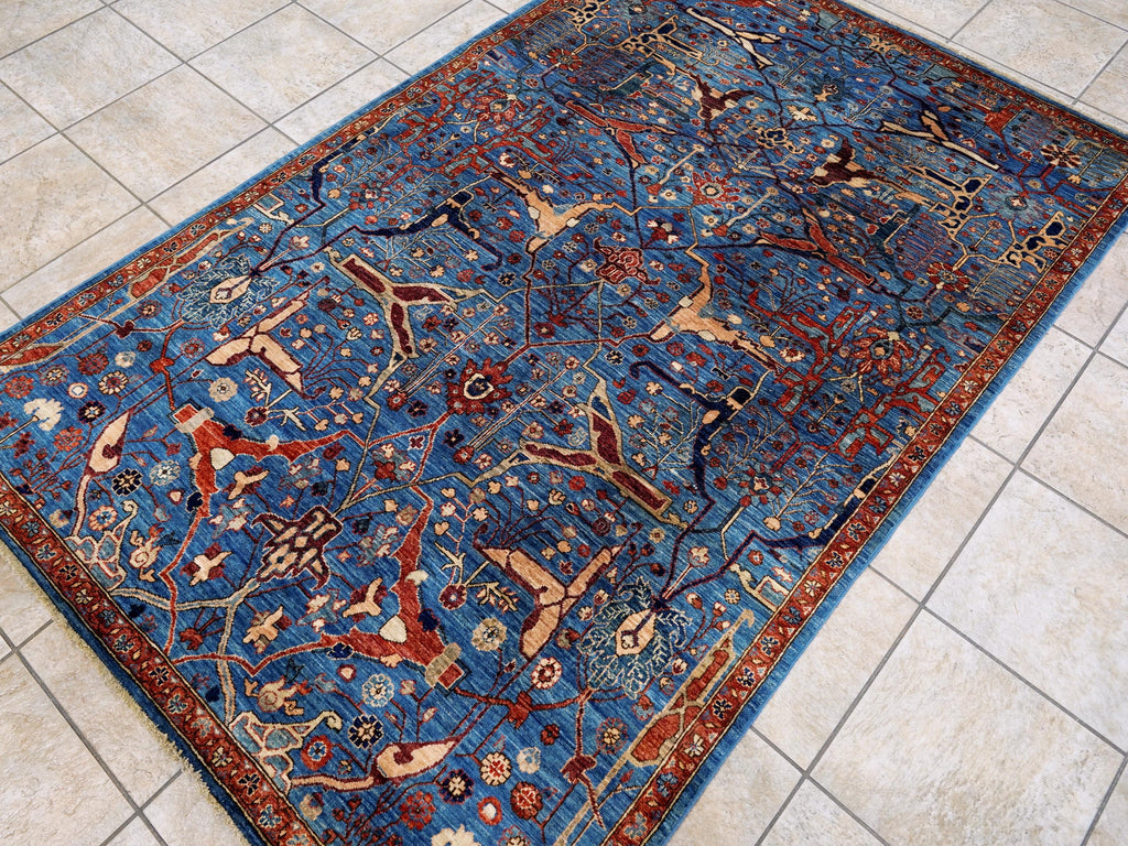 5x7 Ft Blue Serapi Rug - Hand Knotted Oriental Rug - Persian Design