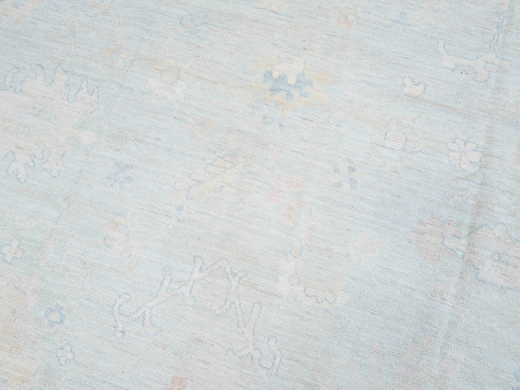 9x12 Ft Light Blue Oushak Rug - Handmade Area Rug - Floral Design