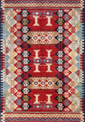 7x10 Ft Red Gabbeh Rug - Hand Knotted Tribal Area Rug