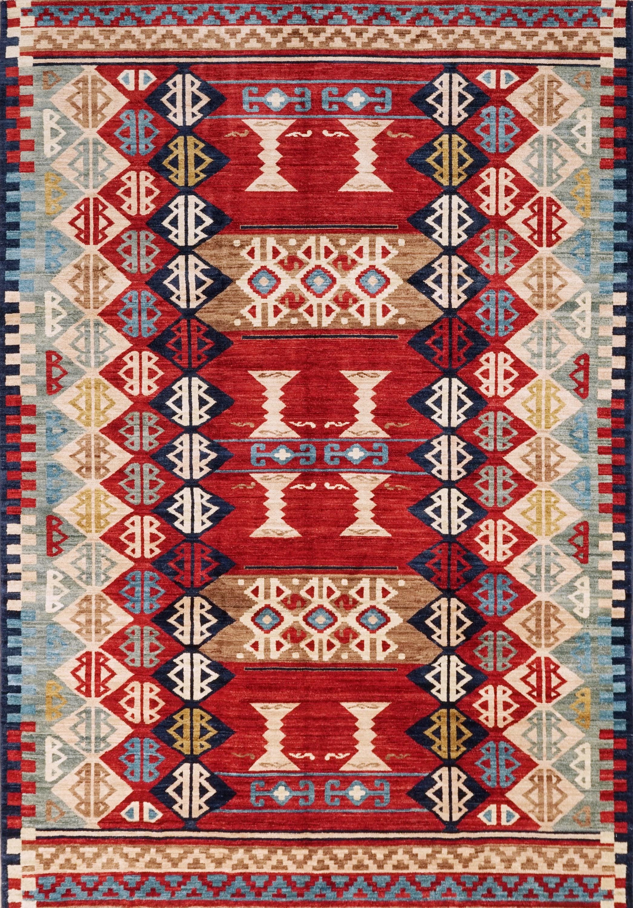 7x10 Ft Red Gabbeh Rug - Hand Knotted Tribal Area Rug