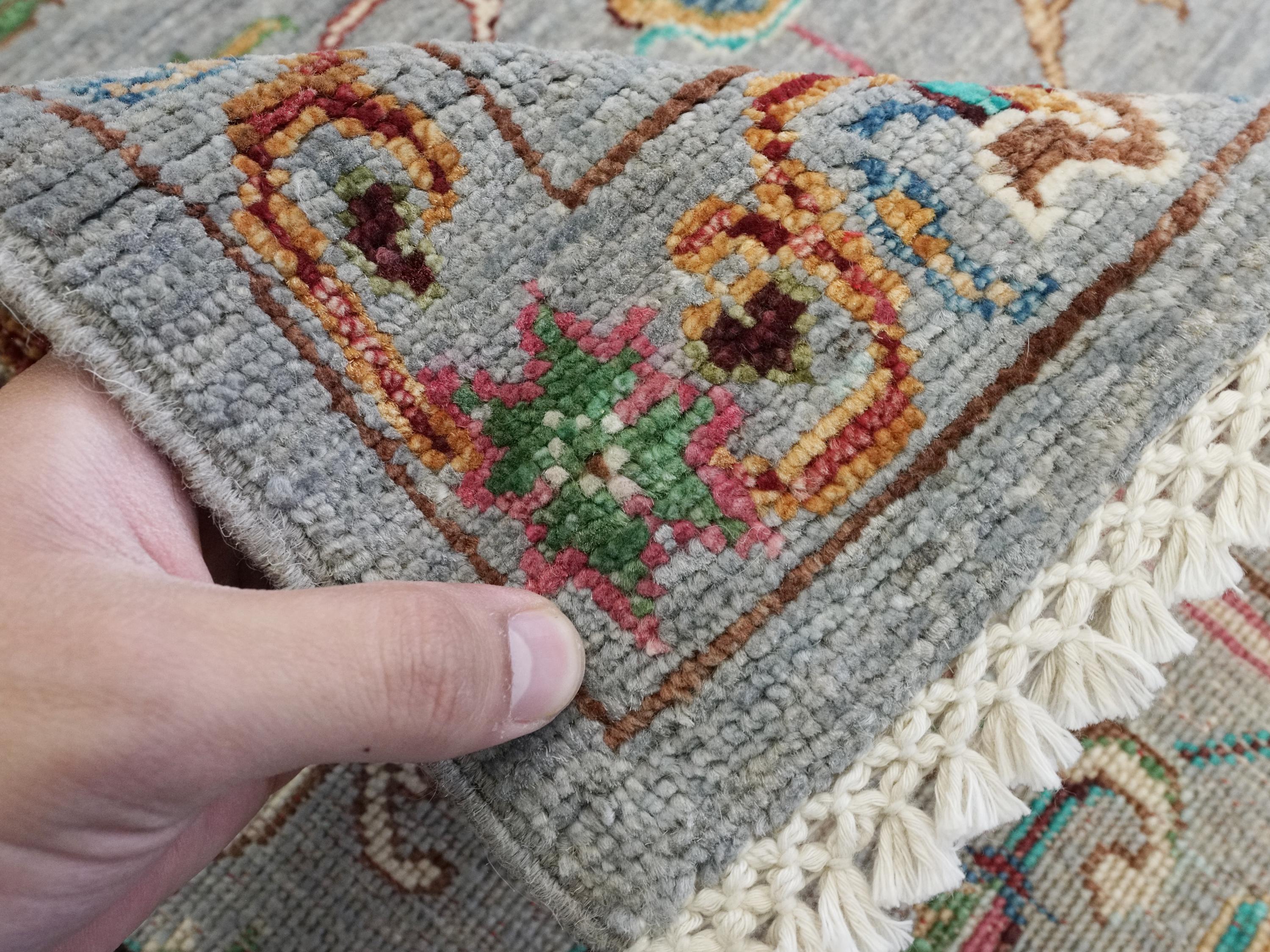 6x8 Ft Gray Wool Serapi Rug - Hand Knotted Floral Oriental Area Rug