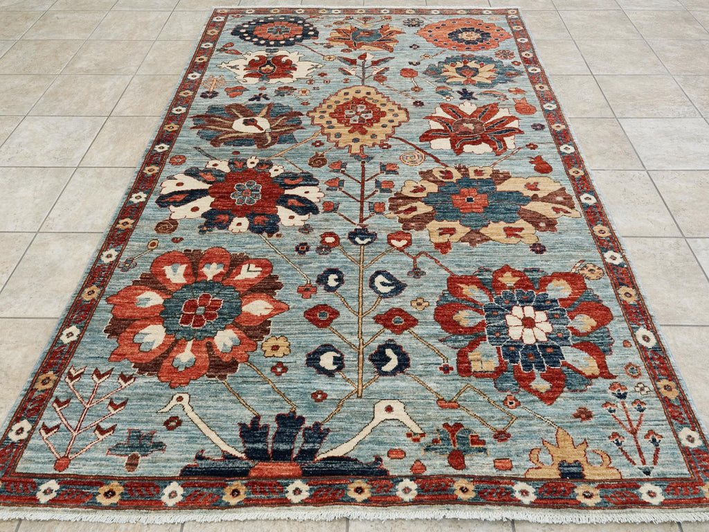 5x8 Ft Blue Serapi Rug - Hand Knotted Wool Persian Rug