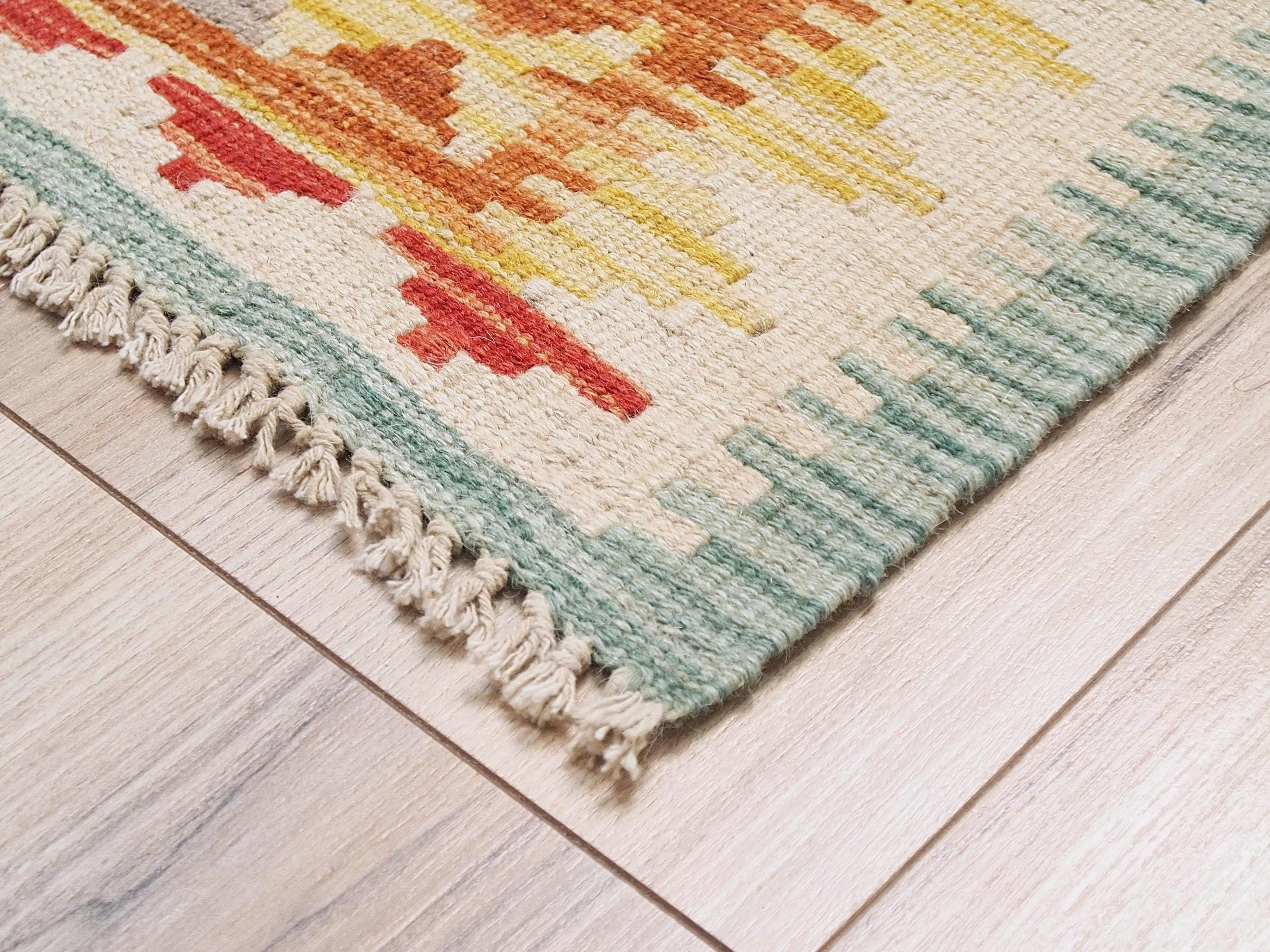 6x8 Ft Red Wool Kilim Rug - Flat Weave Afghan Rug