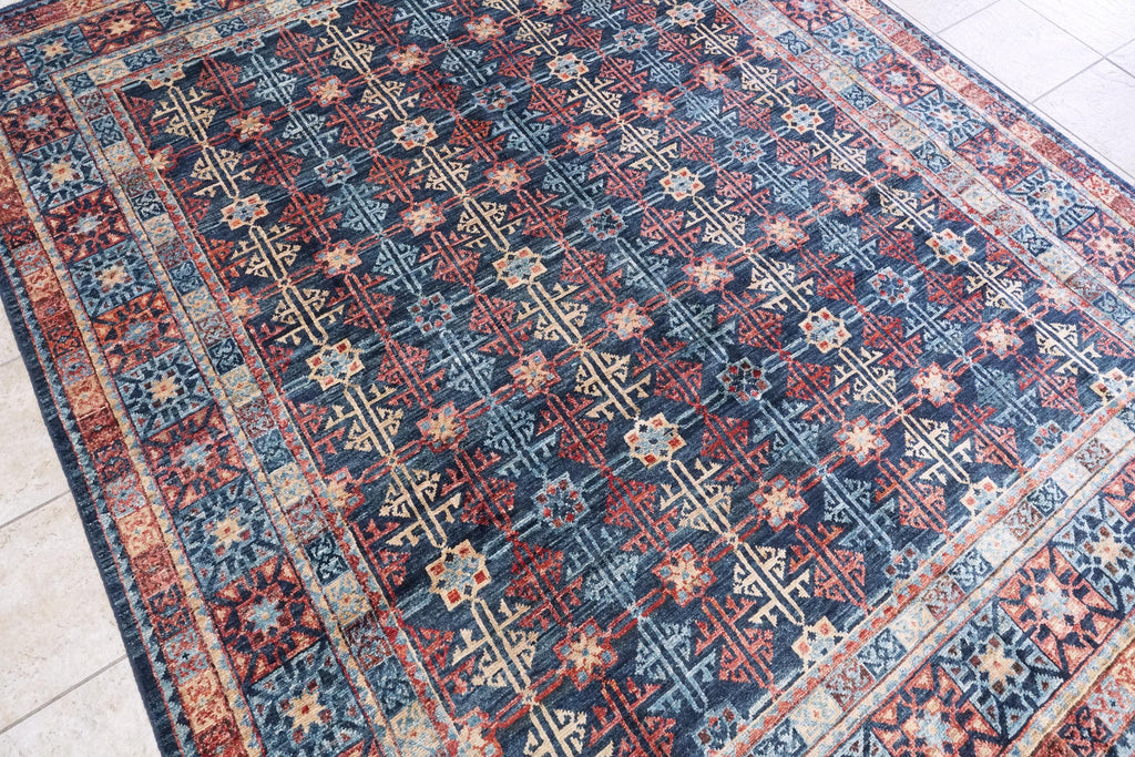 8x10 Ft Blue Heriz Rug - Hand Knotted Oriental Area Rug