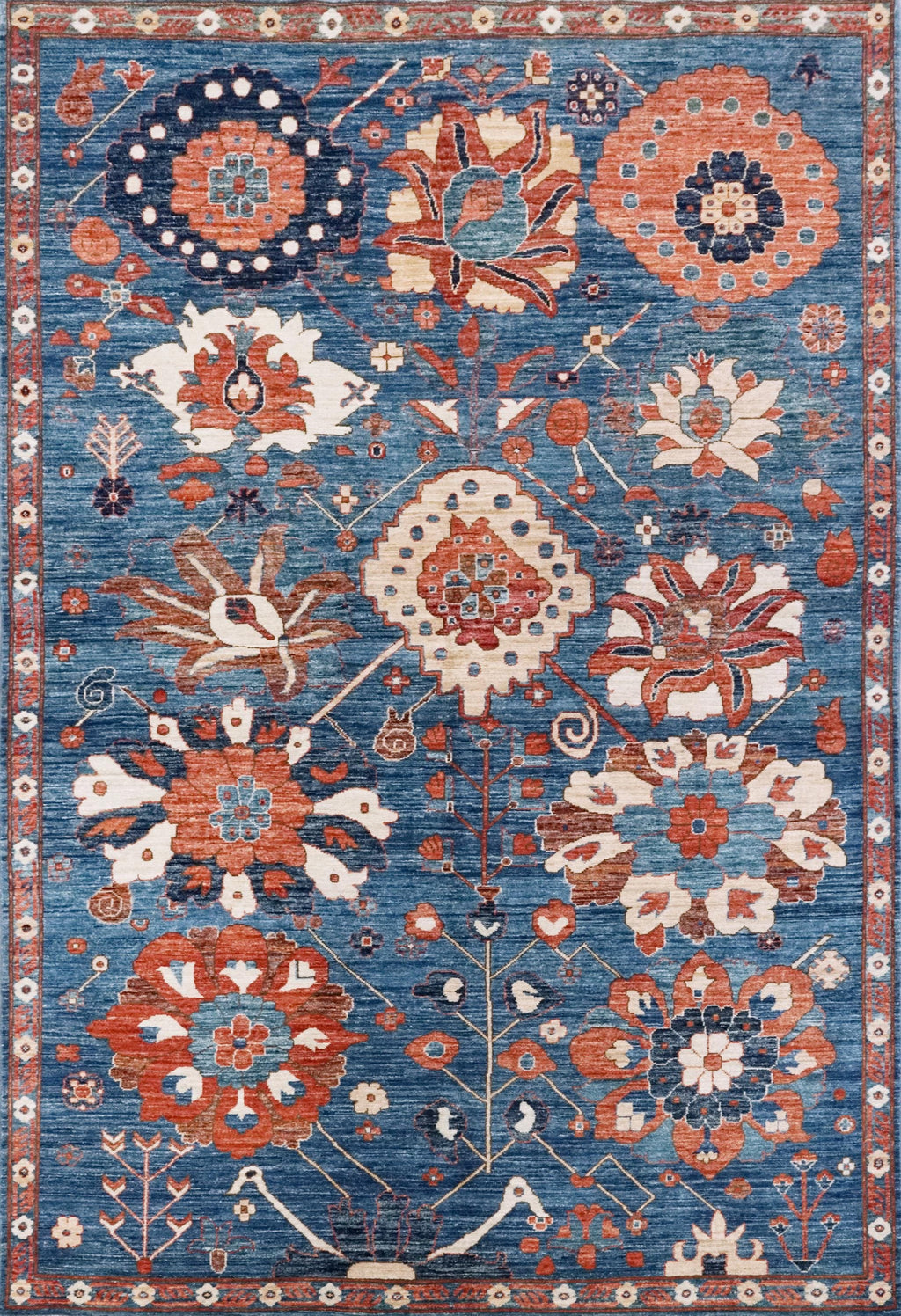 6x9 Ft Blue Serapi Rug - Oriental Area Rug - Allover Floral Design