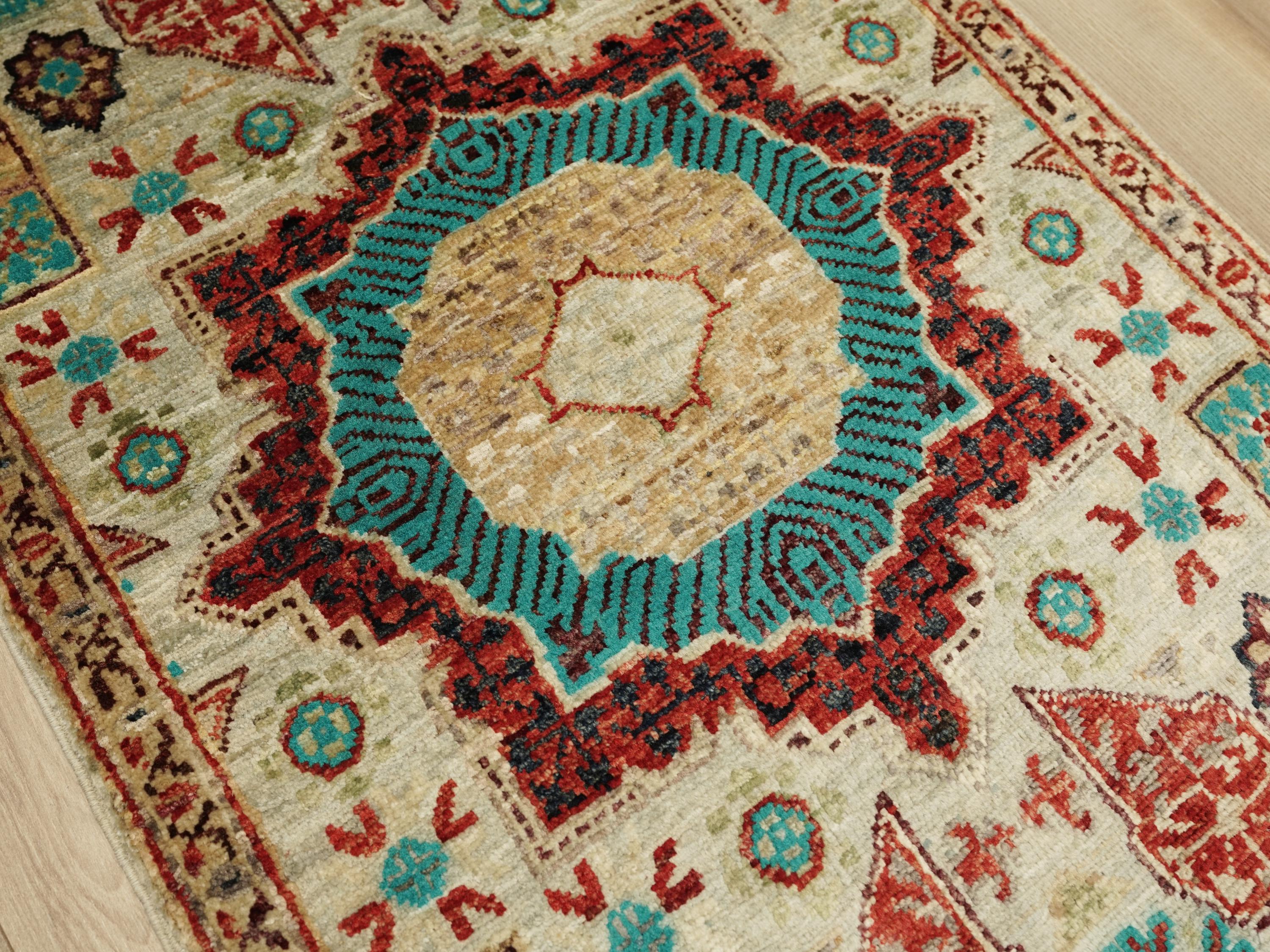 2x3 Ft Beige Mamluk Rug - Hand Knotted Oriental Rug