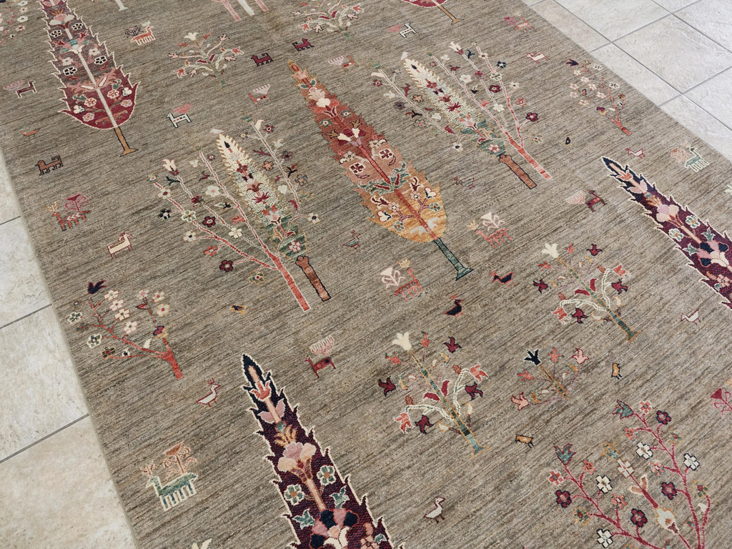 7x10 Ft Brown Serapi Rug - Hand Knotted Floral Rug