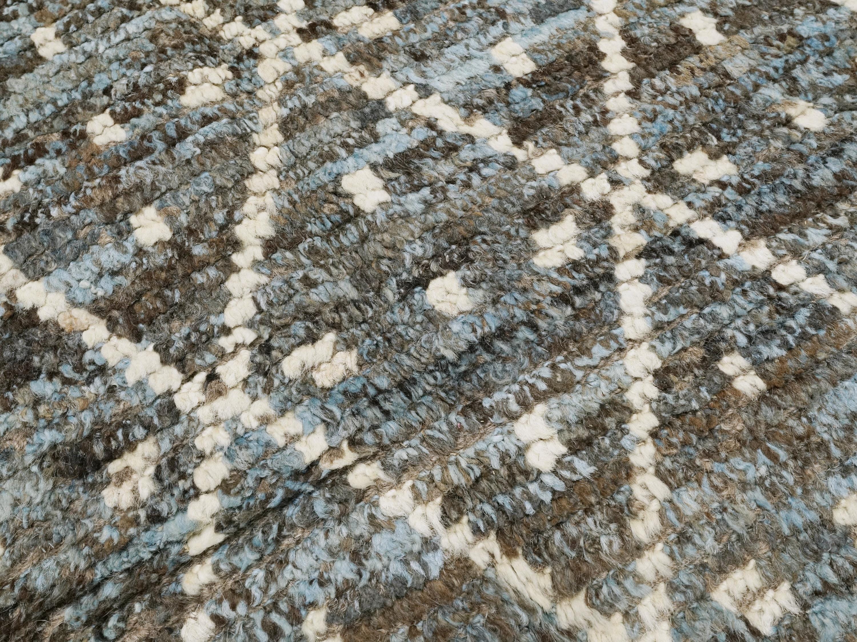 6x9 Ft Blue Moroccan Rug - Afghan Handmade Area Rug