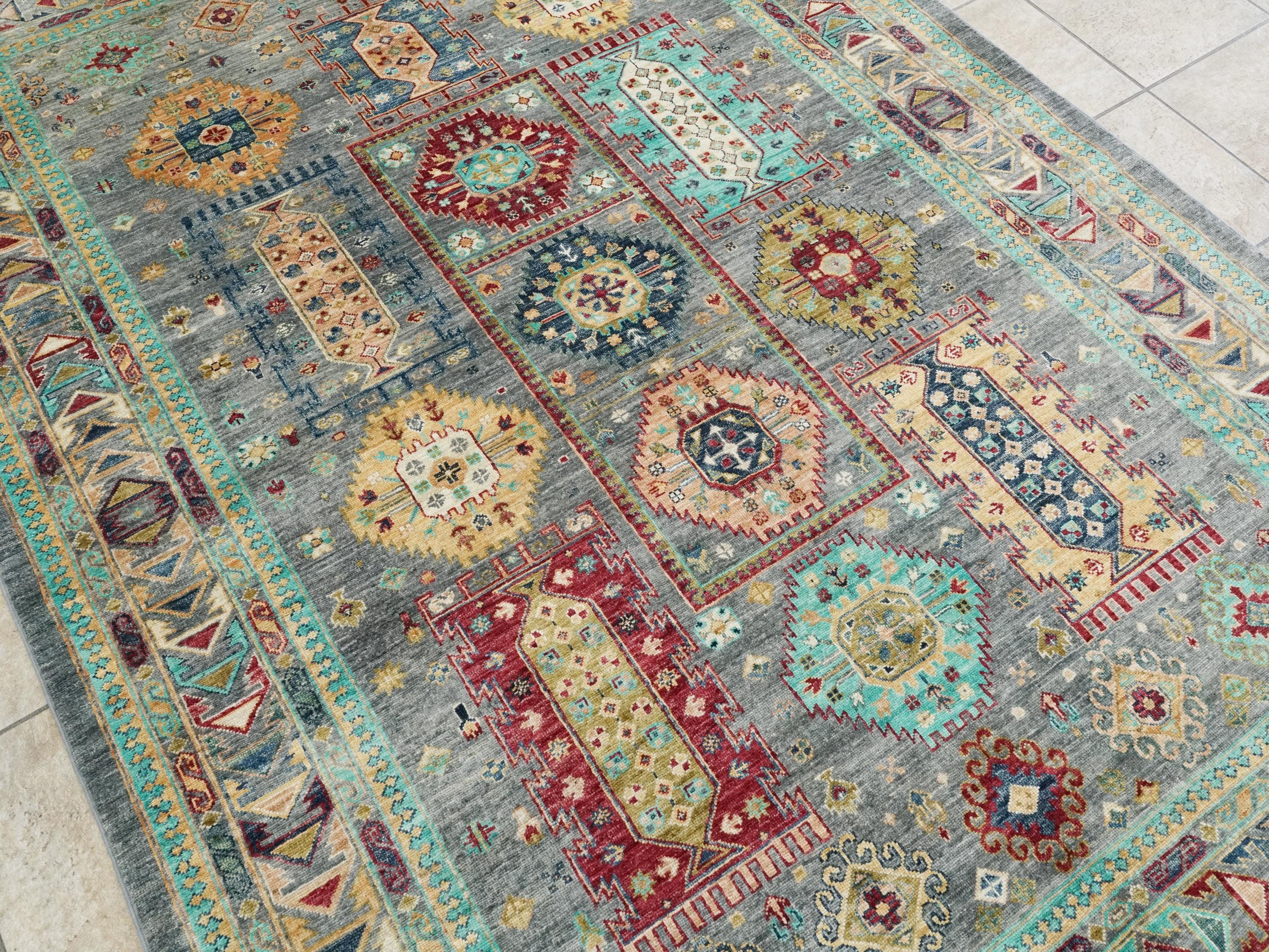 6x8 Ft Gray Bidjar Rug - Hand Knotted Oriental Wool Rug