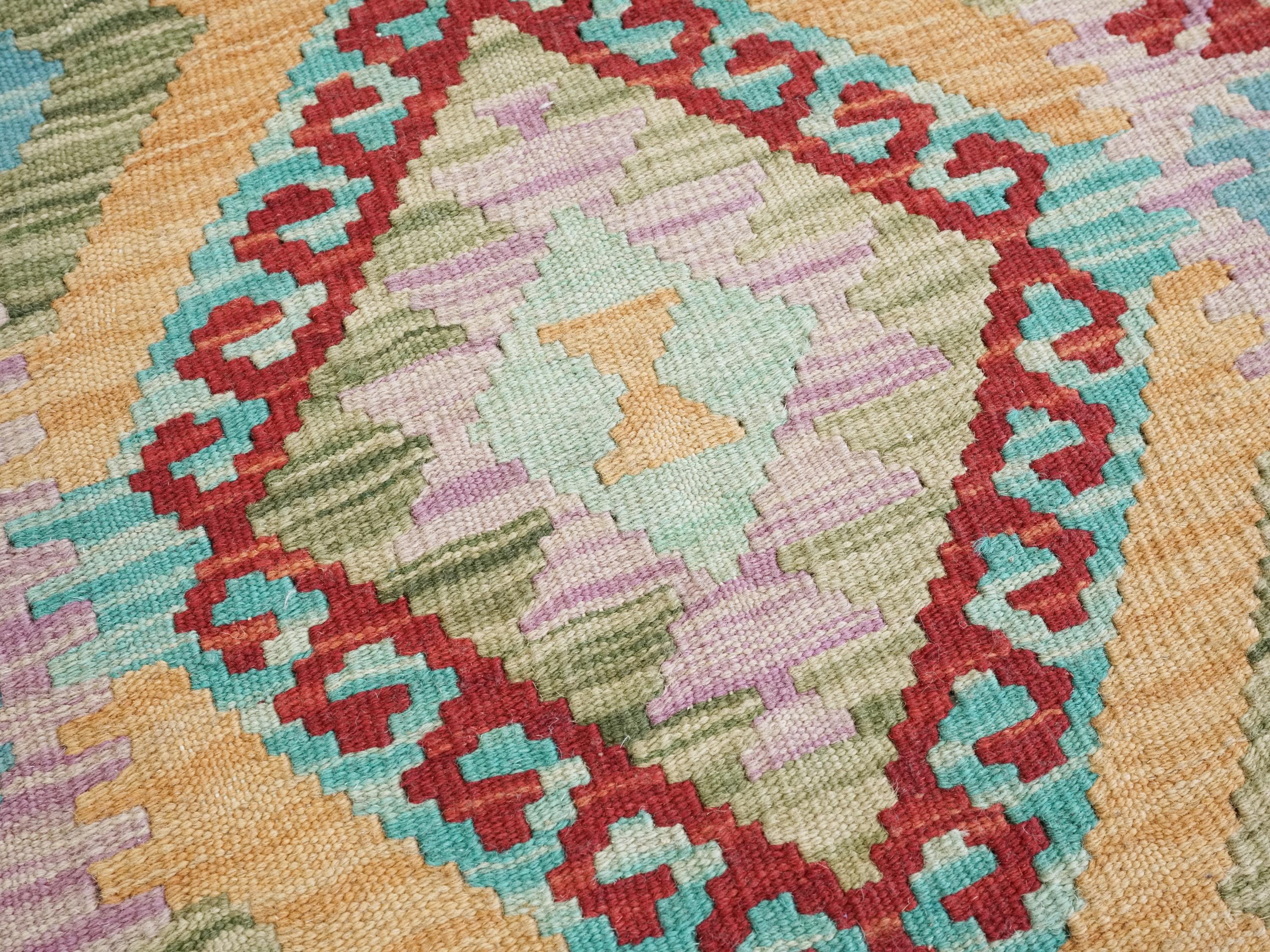 7 Ft Red Kilim Runner Rug - Traditional Flat Weave, Ghazni Wool Rug