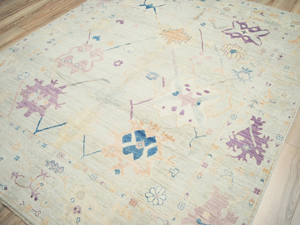 8x10 Ft Light Green Oushak Wool Rug - Hand Knotted Area Rug